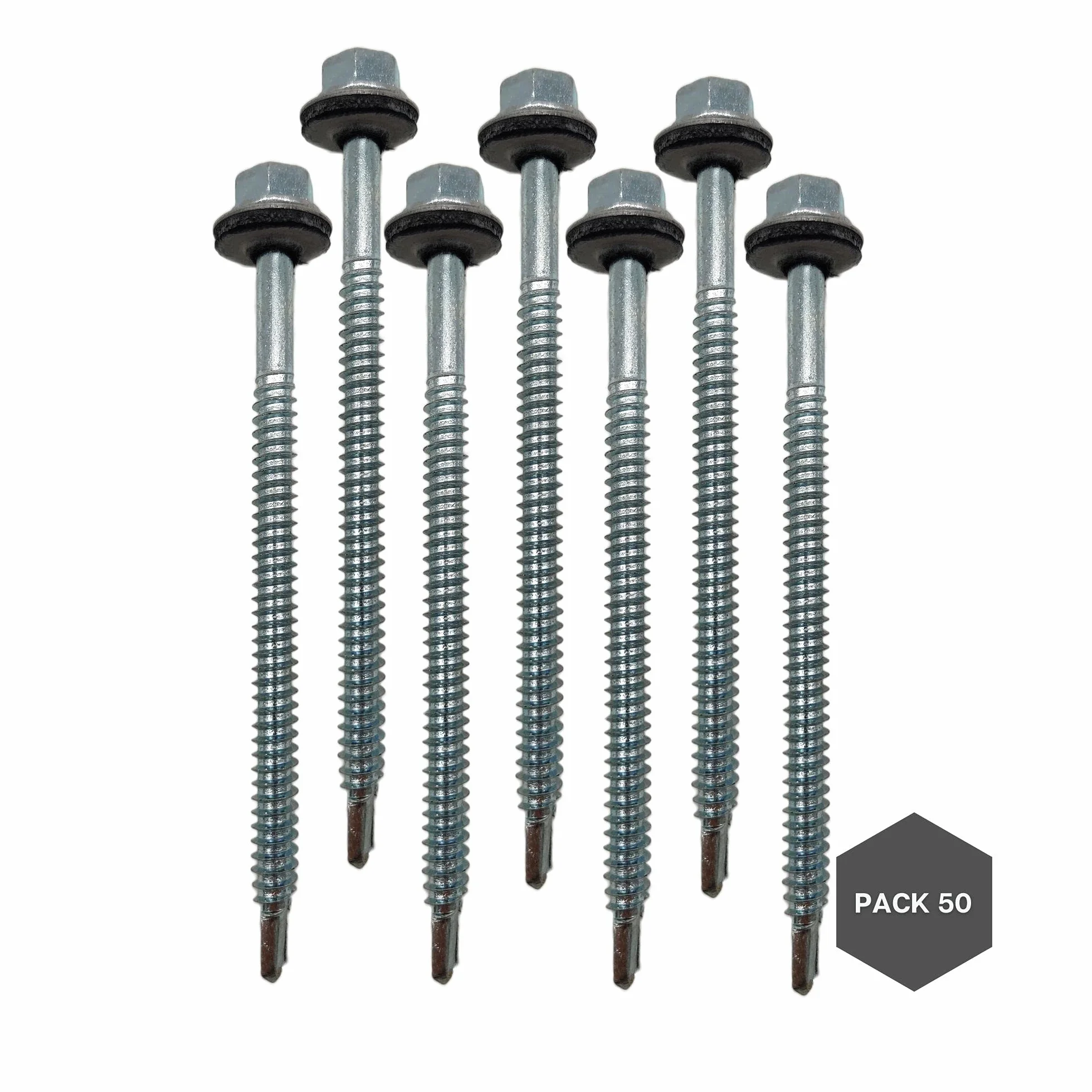 DOJA Industrial | VIS AUTOFOREUSE METAL | PACK 50 | 6,3 x 75mm | Vis Autoperforante Acier à Tete Hexagonale avec Rondelle Etancheite EPDM pour plus Fixation | Vis Autoperceuse pour Metal, Tole Acier