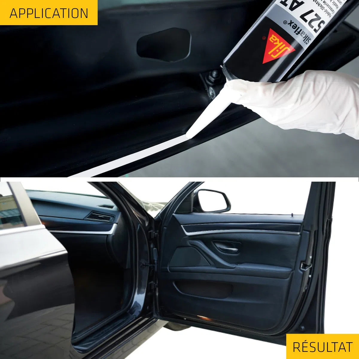 SIKA - Mastic Hybride pour Carrosserie - Pulvérisable - Etanchéité et Collage - Int/Ext - Sikaflex-527 AT Blanc (Réservé aux Professionnels) - Bonne adhérence sans primaire - Noir - 300ml
