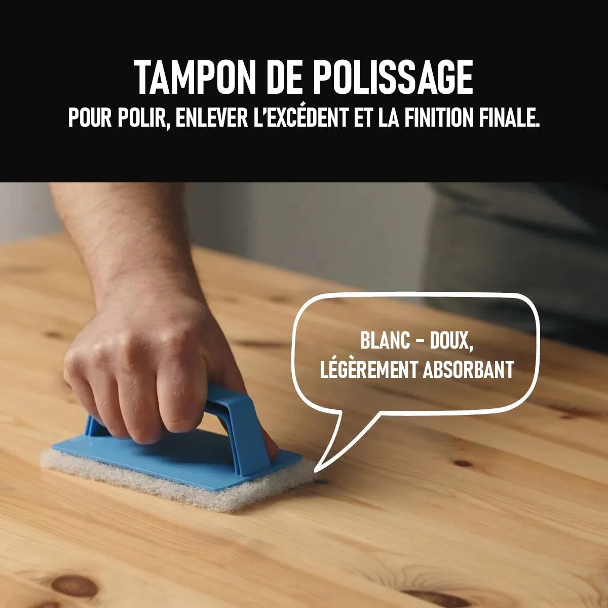 OLI-NATURA Padset avec support à main et 20 pads - Set complet pour l’application professionnelle d’huile sur bois - Pads de massage et polissage