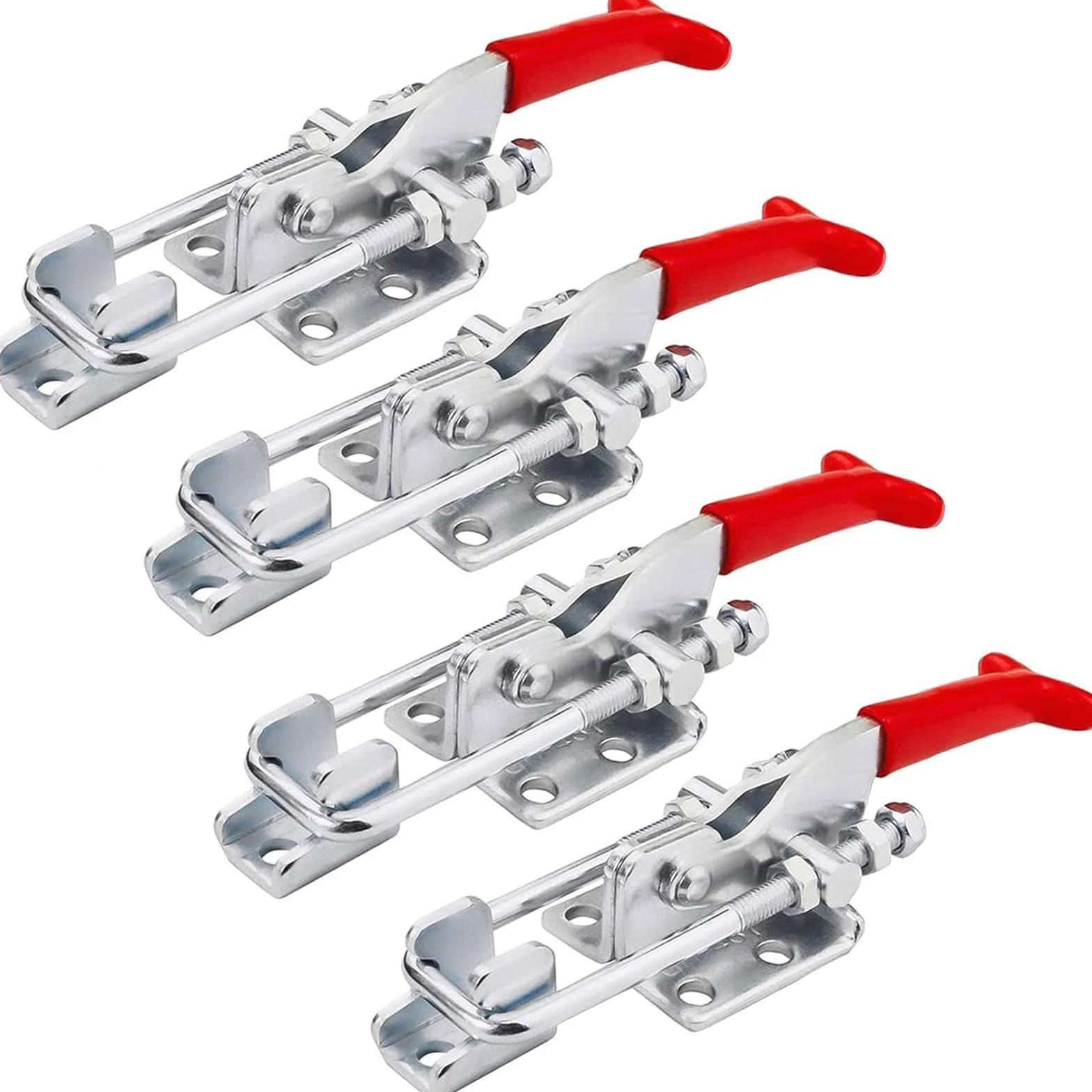 Lot de 4 Loquet à bascule en Métal, Pince à Loquet Loquet à bascule en Métal Serrage Verrou Fermeture à levier Sauterelles de Menuisier Réglable pour Armoire Porte Boîte,Cas sans Serrure