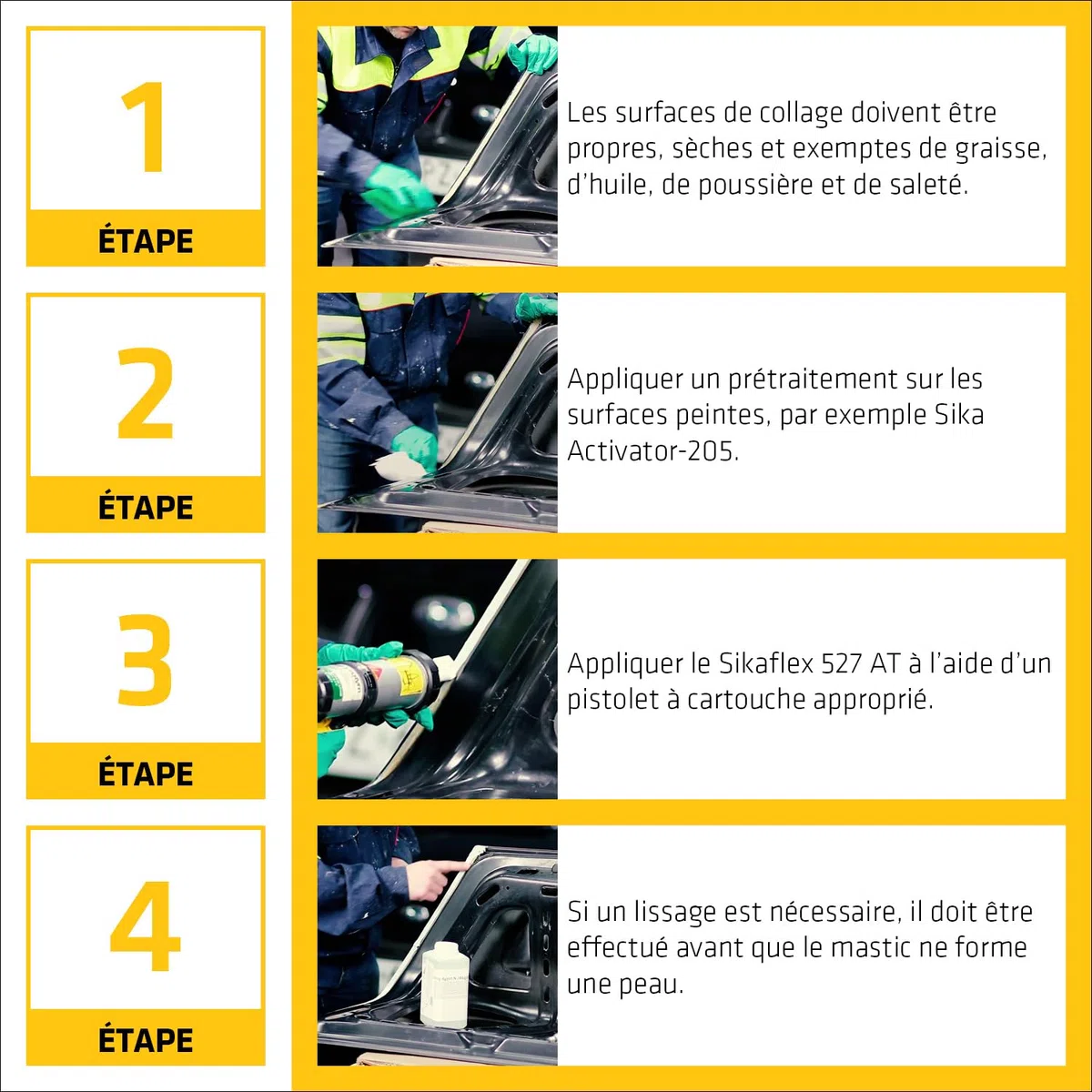 SIKA - Mastic Hybride pour Carrosserie - Pulvérisable - Etanchéité et Collage - Int/Ext - Sikaflex-527 AT Blanc (Réservé aux Professionnels) - Bonne adhérence sans primaire - Noir - 300ml