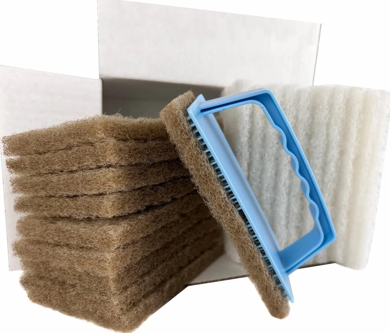 OLI-NATURA Padset avec support à main et 20 pads - Set complet pour l’application professionnelle d’huile sur bois - Pads de massage et polissage
