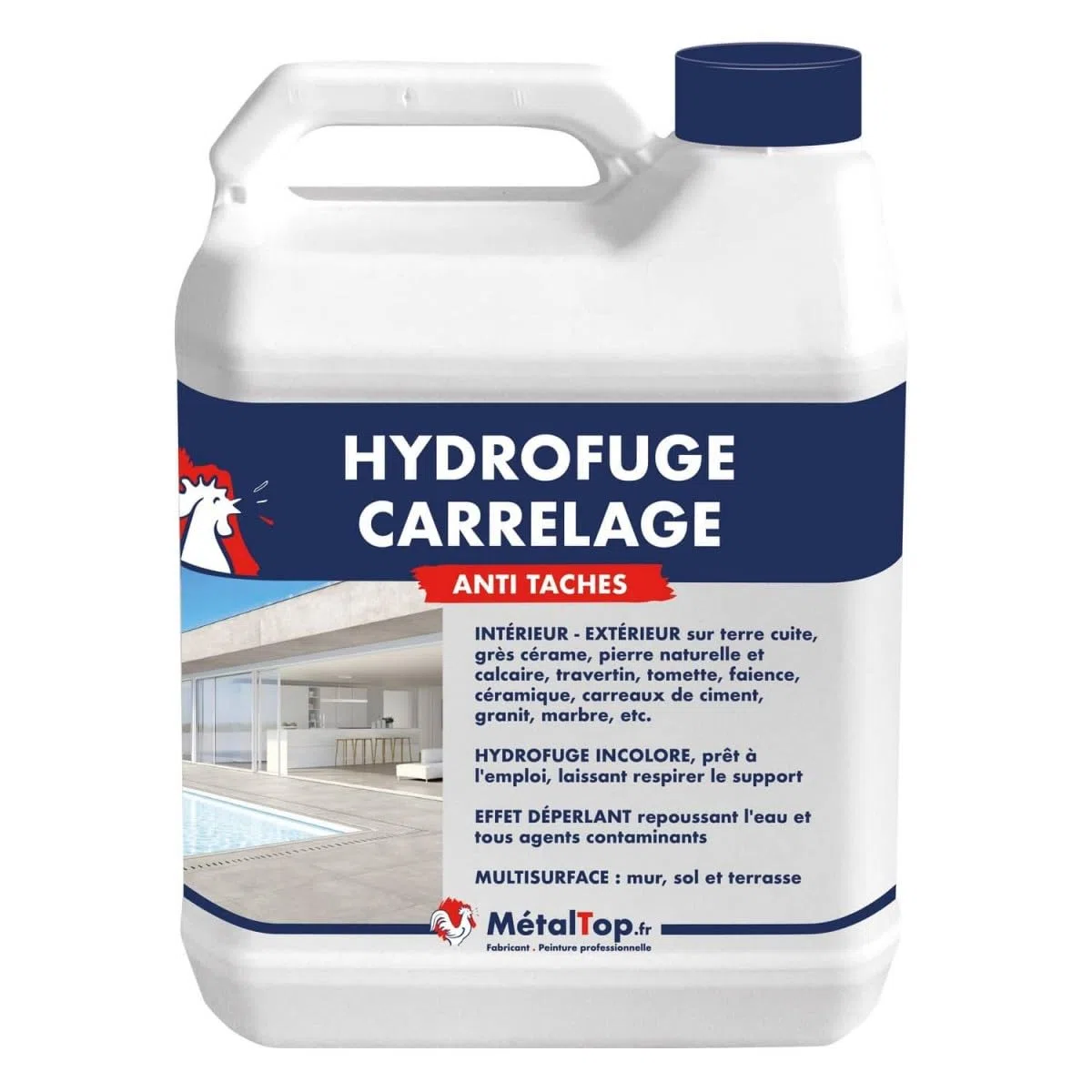 Métaltop - Hydrofuge Carrelage - 1 L - Protection invisible pour carreaux et joints poreux, idéal en intérieur comme en extérieur