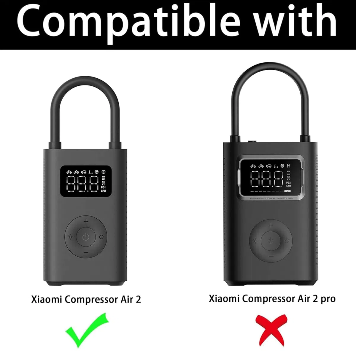 Aenllosi Étui Rigide Compatible avec Xiaomi Mi Mijia Compresseur à Air Portatif 2 nd,Le sac en Filet Peut Contenir le Adaptateur de Valve(Étui Uniquement)