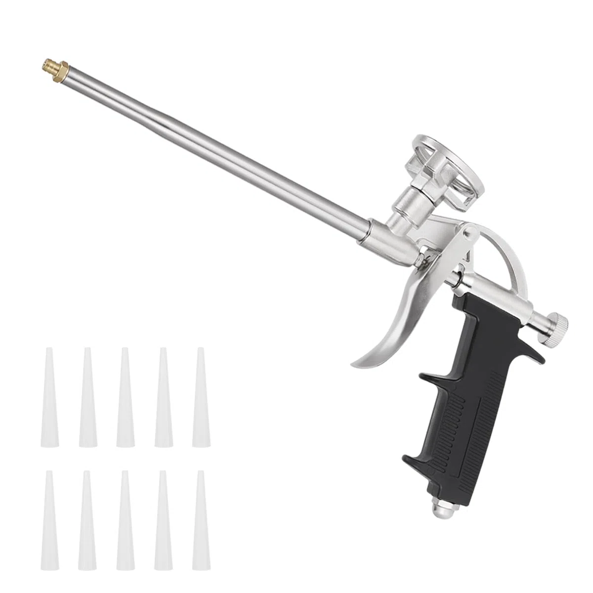 1 Pièces Pistolet Mousse Expansive avec 10 Buses, Pistolet pour Mousse Expansive, Pistolet Mousse Polyurethane, Pas Besoin de Nettoyant, pour Calfeutrage,Etanchéité, Remplissage