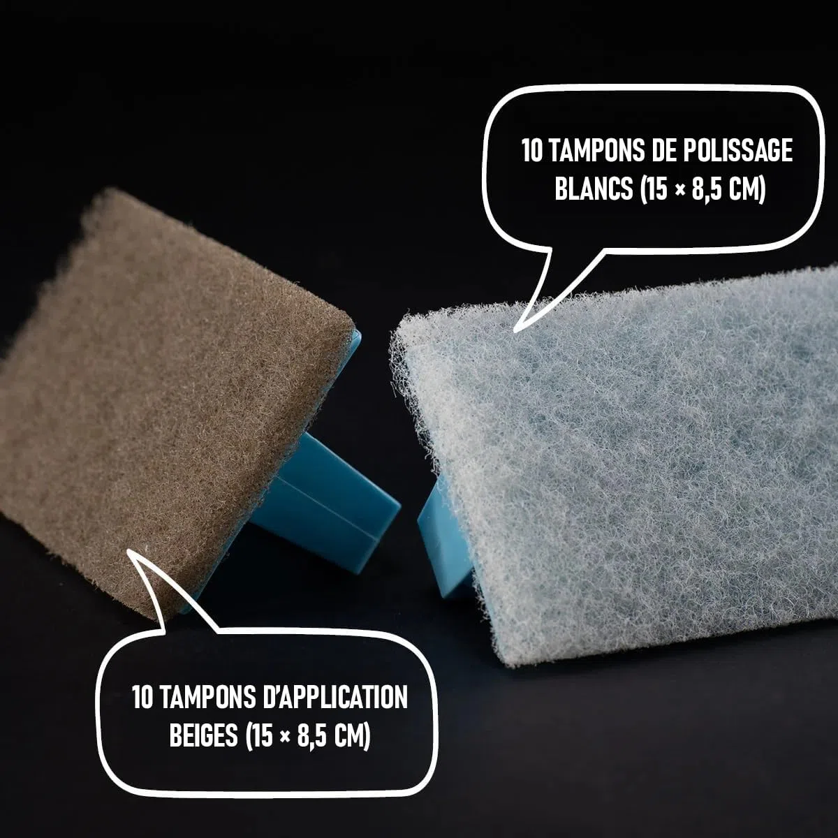 OLI-NATURA Padset avec support à main et 20 pads - Set complet pour l’application professionnelle d’huile sur bois - Pads de massage et polissage