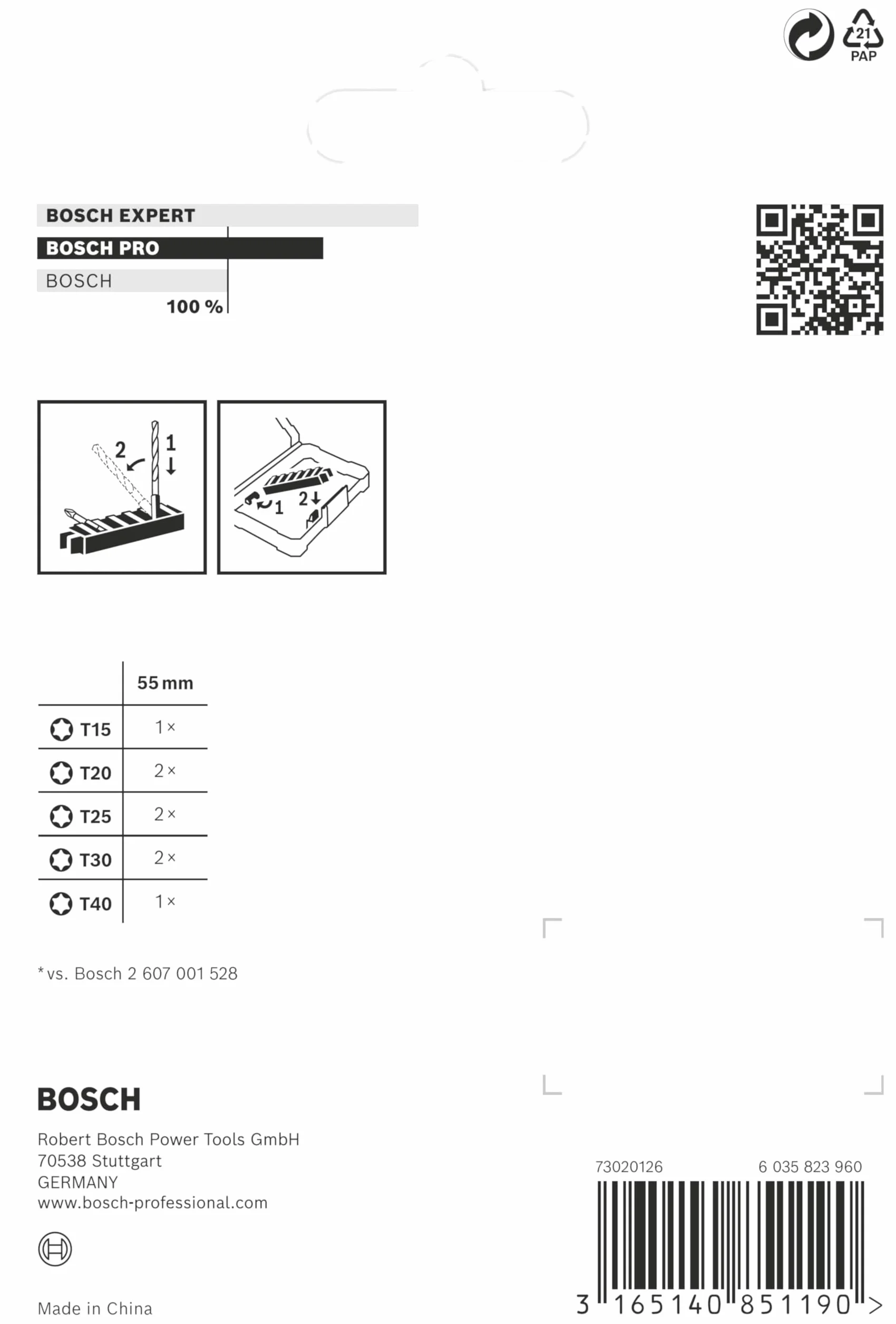 Bosch 8x Embout PRO Torx Impact (170 x 120 mm, Professional Accessoire Visseuse, Visseuse)