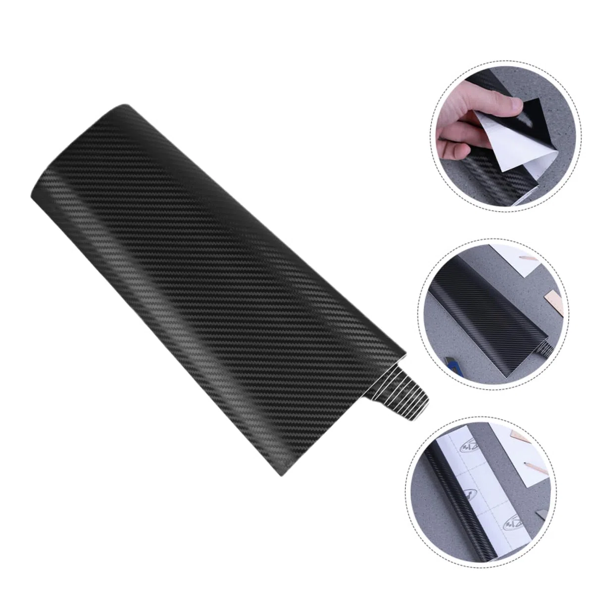 IMIKEYA Film Vinyle Adhésif Noir en Fibre de Carbone 3d pour Habillage Voiture Intérieur et Extérieur, Résistant la Fissuration Pelage, pour Décoration Automobile