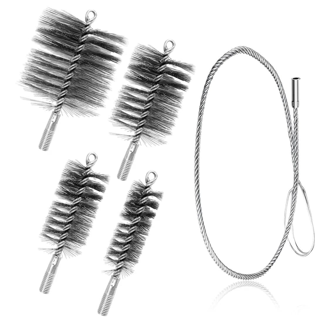5 Pièces Brosse De Tuyau De Poêle, Set Brosse De Ramoneur, Brosse De Cheminée, Balai De Cheminée, Brosses De Chaudière Avec 30 50 80 150 mm, Pour Nettoyage Cheminée Poêle