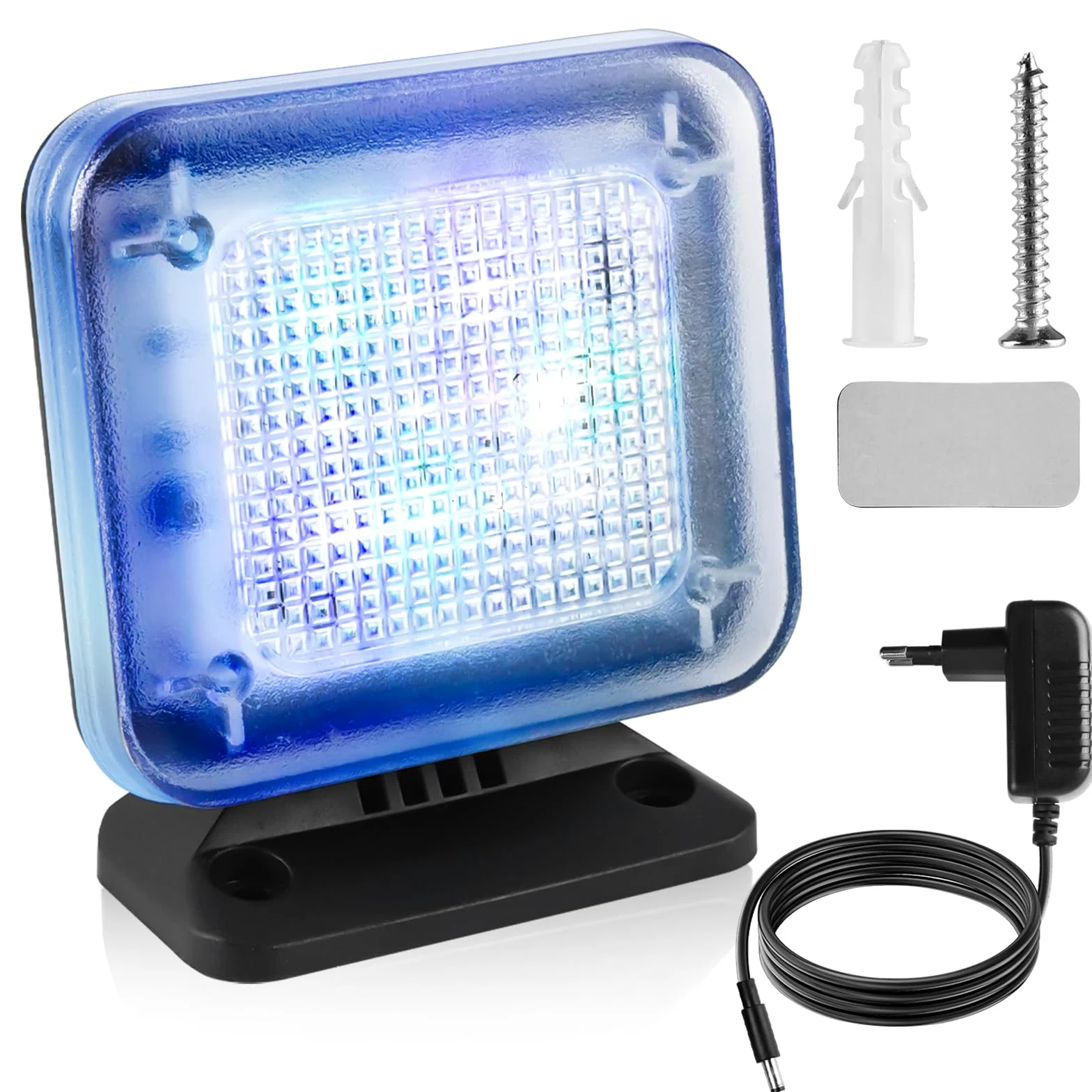 Simulateur TV avec 12 LED et 3 programmes sélectionnables, simulateur TV factice, économe en énergie, avec minuterie, complet avec adaptateur secteur, à utiliser comme protection anti-effraction, noir