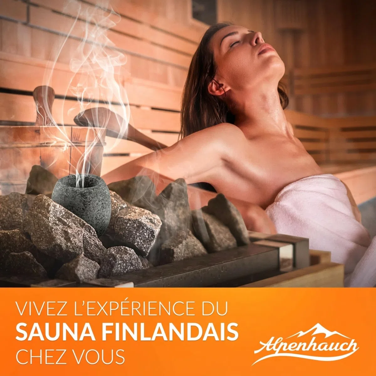 ALPENHAUCH Œuf de sauna en pierre de stéatite massif [5x5cm] - Bol aromatique pour sauna résistant à la chaleur pour un parfum intense - Œuf de sauna naturel pour cristaux de menthol et huiles de