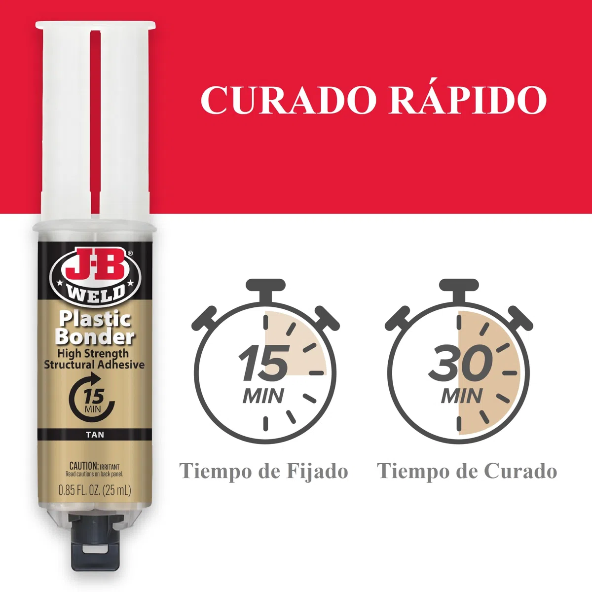 J-B Weld 50133SPA - Époxy - Fixation Rapide - Plusieurs Matériaux - Adhésif - Trous - Plastique - Plastique Métal - Réparations - Artisanat - Jouets - Moto - Industrie - Camions - 25 Ml