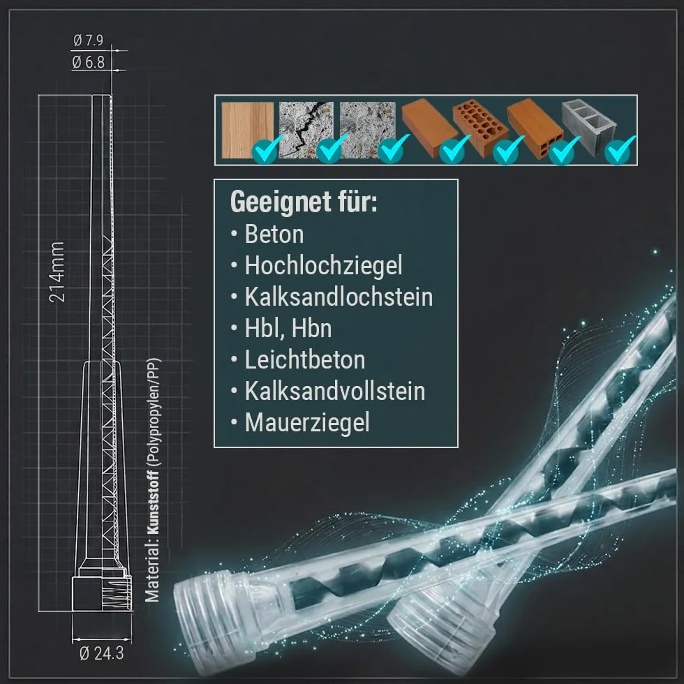 VOOXA Lot de 10 mélangeurs statiques de qualité supérieure pour mortier composite, en plastique, compatible avec toutes les cartouches de mortier d'injection courantes