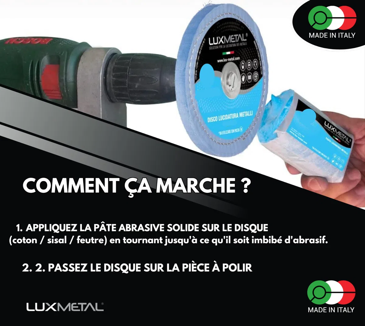 Lux Metal - Pate A Polir Abrasive Super Hard Blanc 1 kg De Polissage Metal Acier Inox Alu Lustrage Aluminium Efface Rayures Bronze Fer Pour Metaux Laiton Nettoyage Cuivre Or Argent Polish Couteau