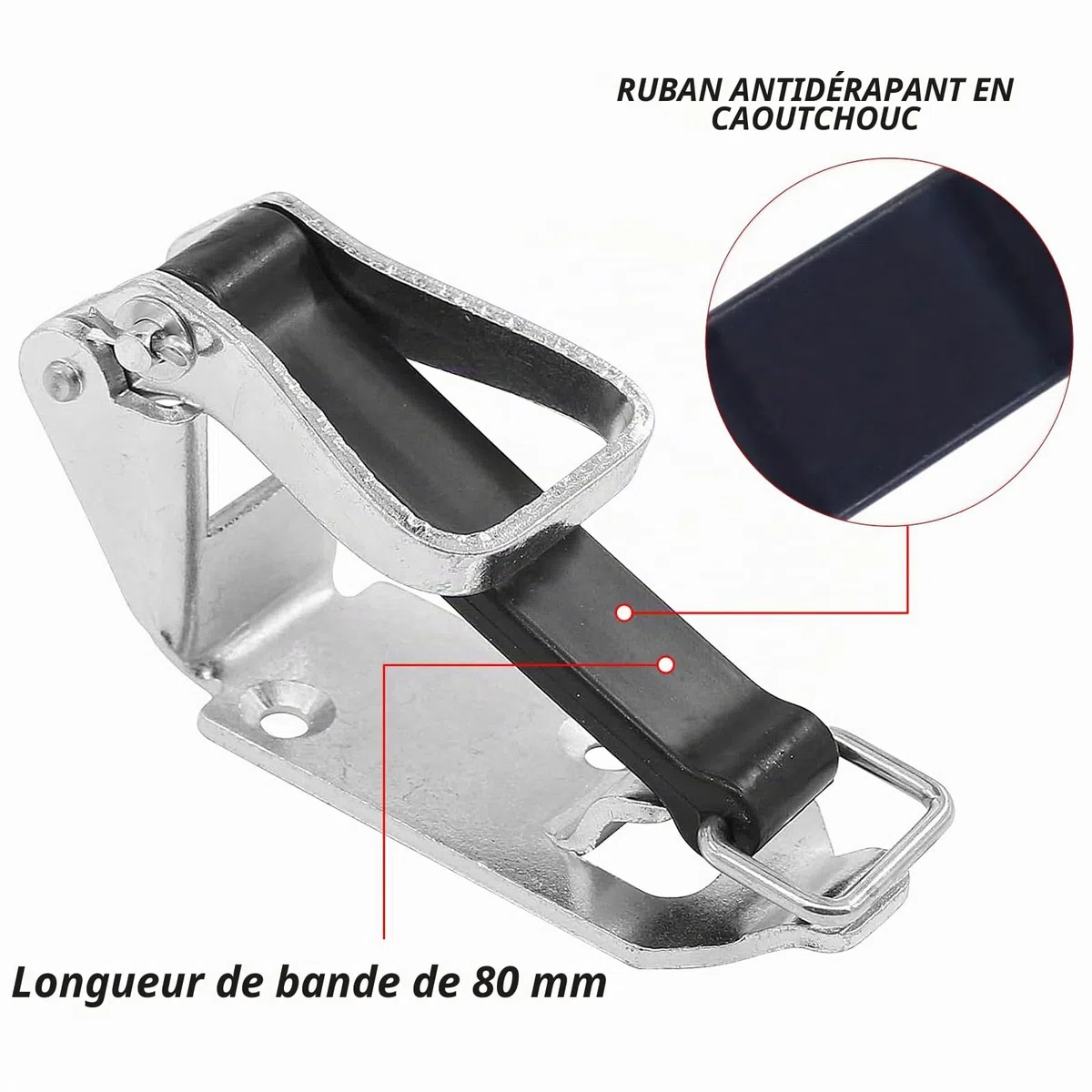 Lot de 4 supports de pelle, fermeture à serrage de 80 mm avec bande élastique, porte-balai, support de pelle pour barres de toit, porte-hache, roulement de fermeture pour remorque, camion, engin de