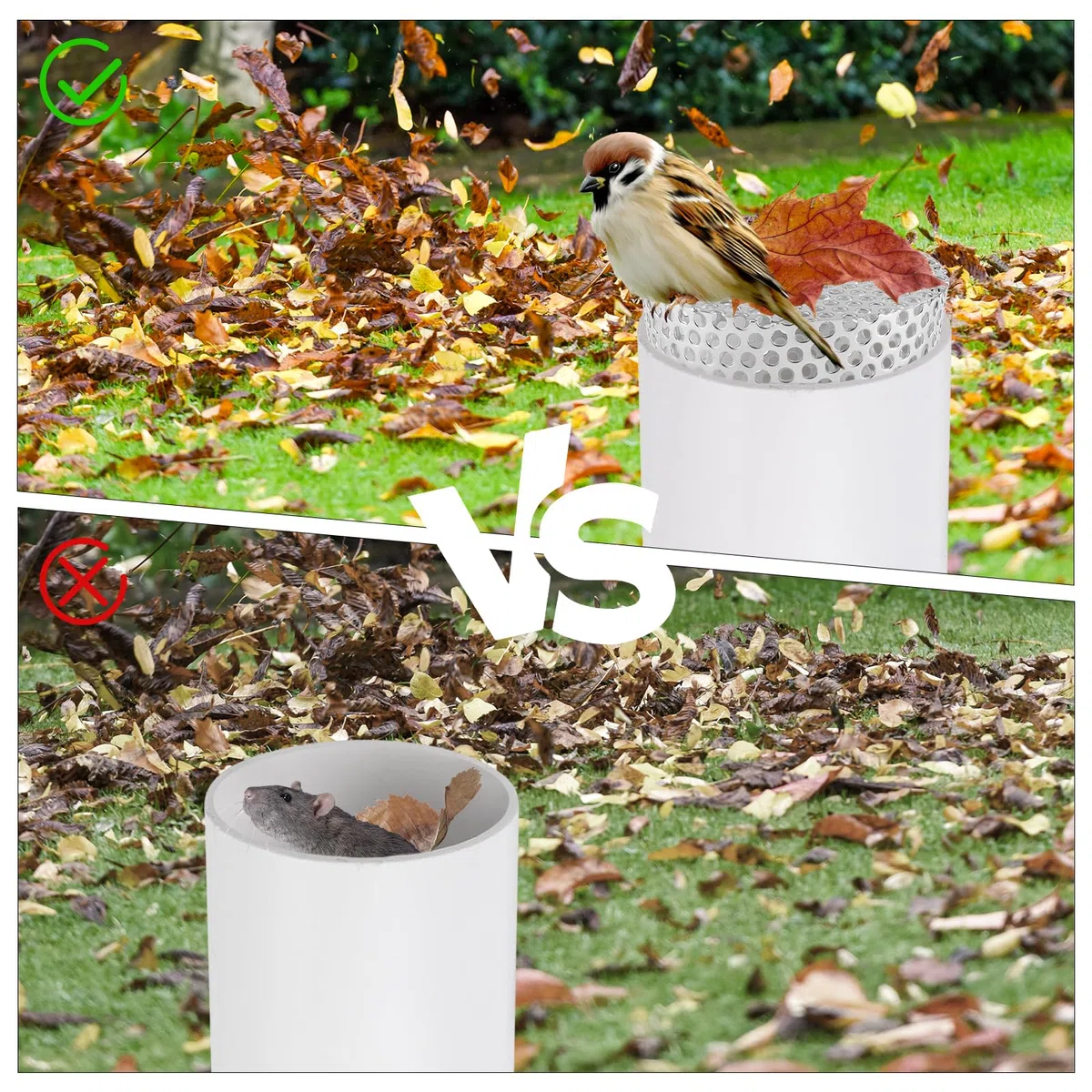 Vaskula 2 Pièces Crapaudine de Gouttière 90-110mm Grille Gouttière Anti Feuilles 304 en Acier Inoxydable Protege Gouttiere Contre Les Feuilles Argenté Grillage Gouttiere pour Éviter Les Blocages