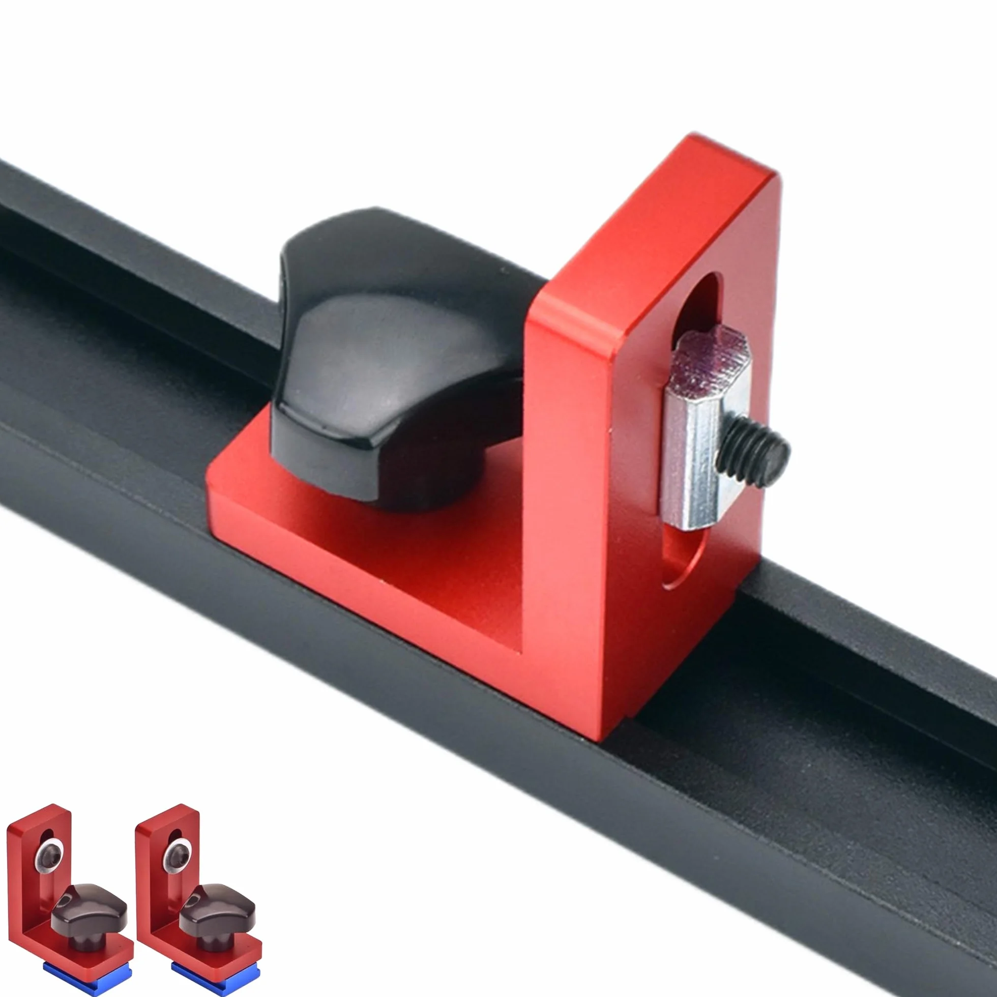 Lot de 2 butées de rail de guidage Stop, butée de rail de guidage type 30, butée de rail de guidage en T, Mitre Track Stop pour rails en T, butée coulissante pour travail du bois, butée de voie