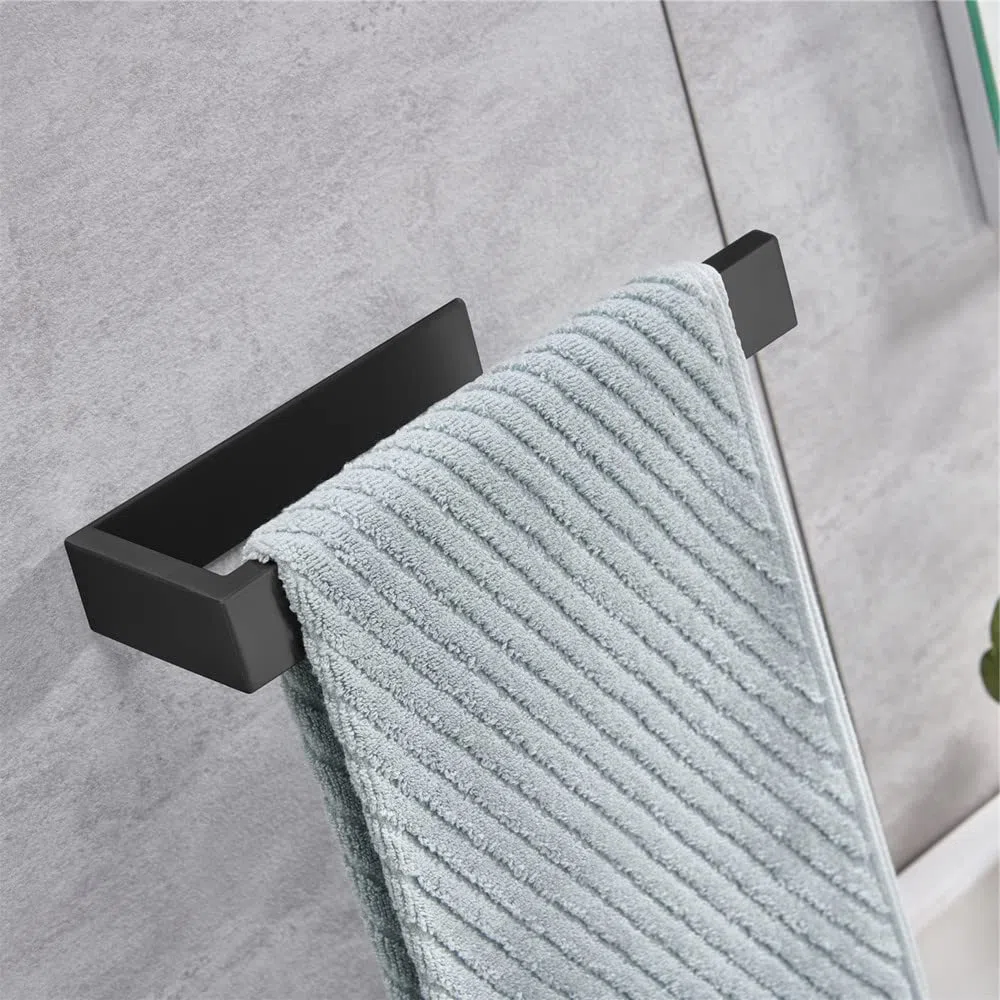 Anneau Porte-Serviettes Porte-Serviettes, 304 Acier Inoxydable Support de Serviettes Accessoirs WC Salles de Bains (sans perçage, Noir)