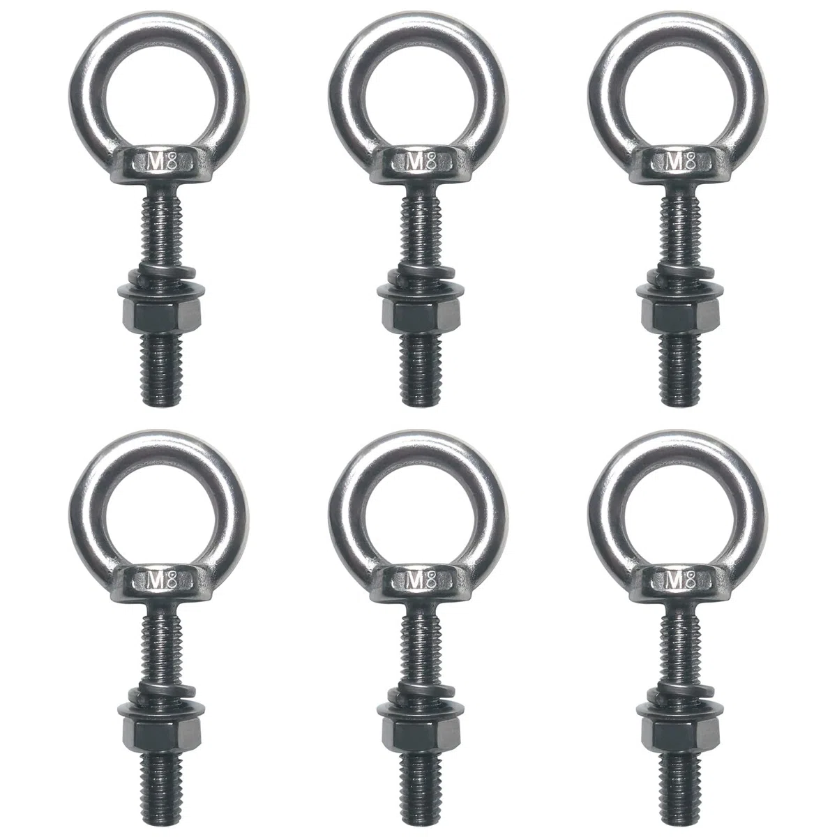 6 Pièces Boulon À Anneau M8 x 40mm, Anneau Inox Boulon avec Rondelle et Écrou, Anneau de Levage M8, Vises annulaires Boulons oculaires pour fixation et suspension