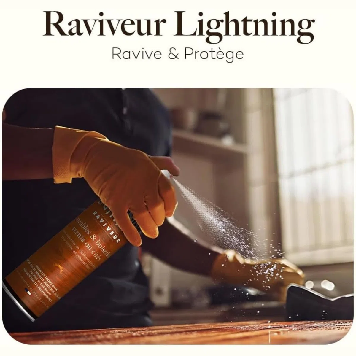 Raviveur Rénovateur Universel meubles et bois 400ML - Nettoyant Sol et bois verni ou ciré LIGHTNING (Flacon)