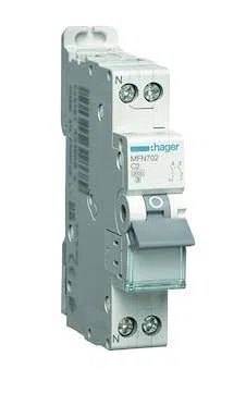 HAGER - Disjoncteur Ph+N 2A, pouvoir coupure 3kA, courbe C, 1M - MFN702