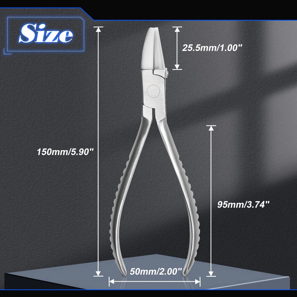 SPEEDWOX Pince demi-ronde en acier inoxydable de 15,2 cm à nez rond et plat en nylon pour lunettes de vue Pince de réparation Pince de réglage des branches de lunettes Pince de jambe avec tournevis