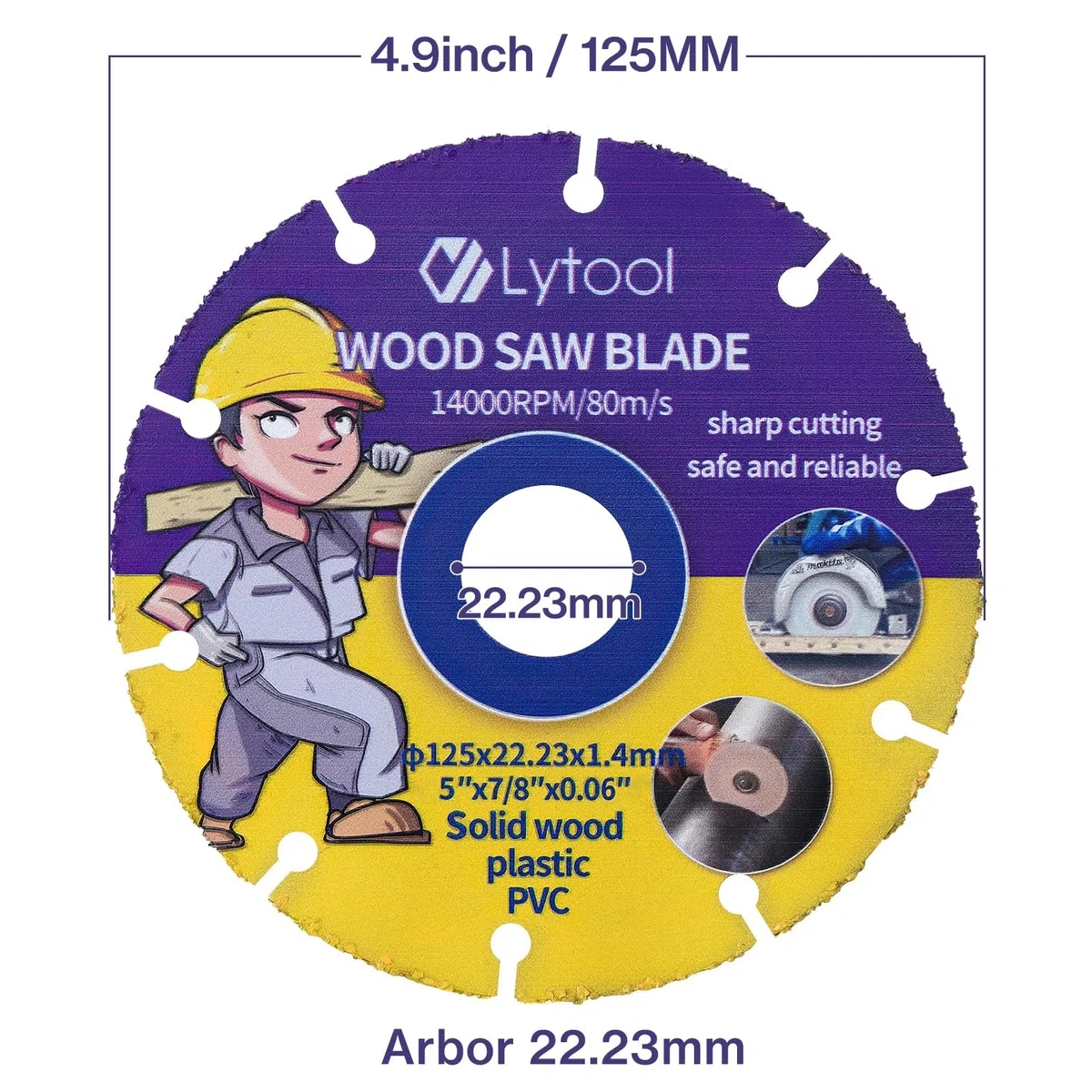 Lytool Disque à Tronçonner pour Bois 125 mm Lame de Scie Circulaire, Ø115x22.23x1.2mm pour Couper Bois, Disque pour Meuleuse d'Angle, Pour Découpe de Planches en Pin