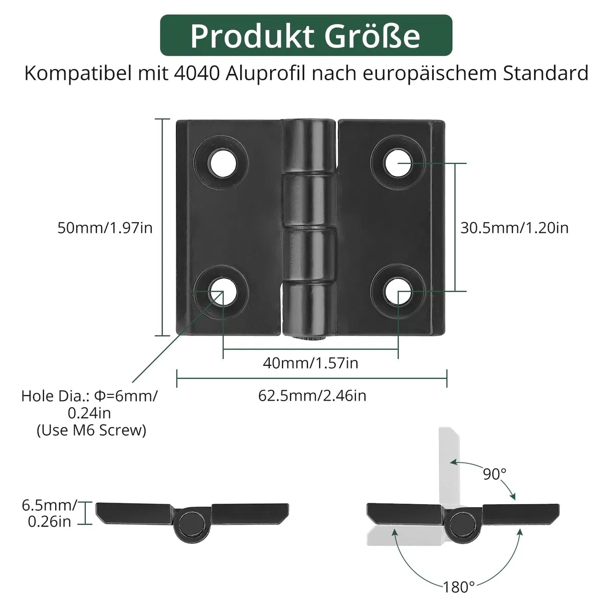 JiGiU Lot de 2 charnières M6 en aluminium 4040 Série Fentes 8 mm, charnière profilée en aluminium,Pour imprimante 3D DIY (espacement des trous : 40x30 mm)