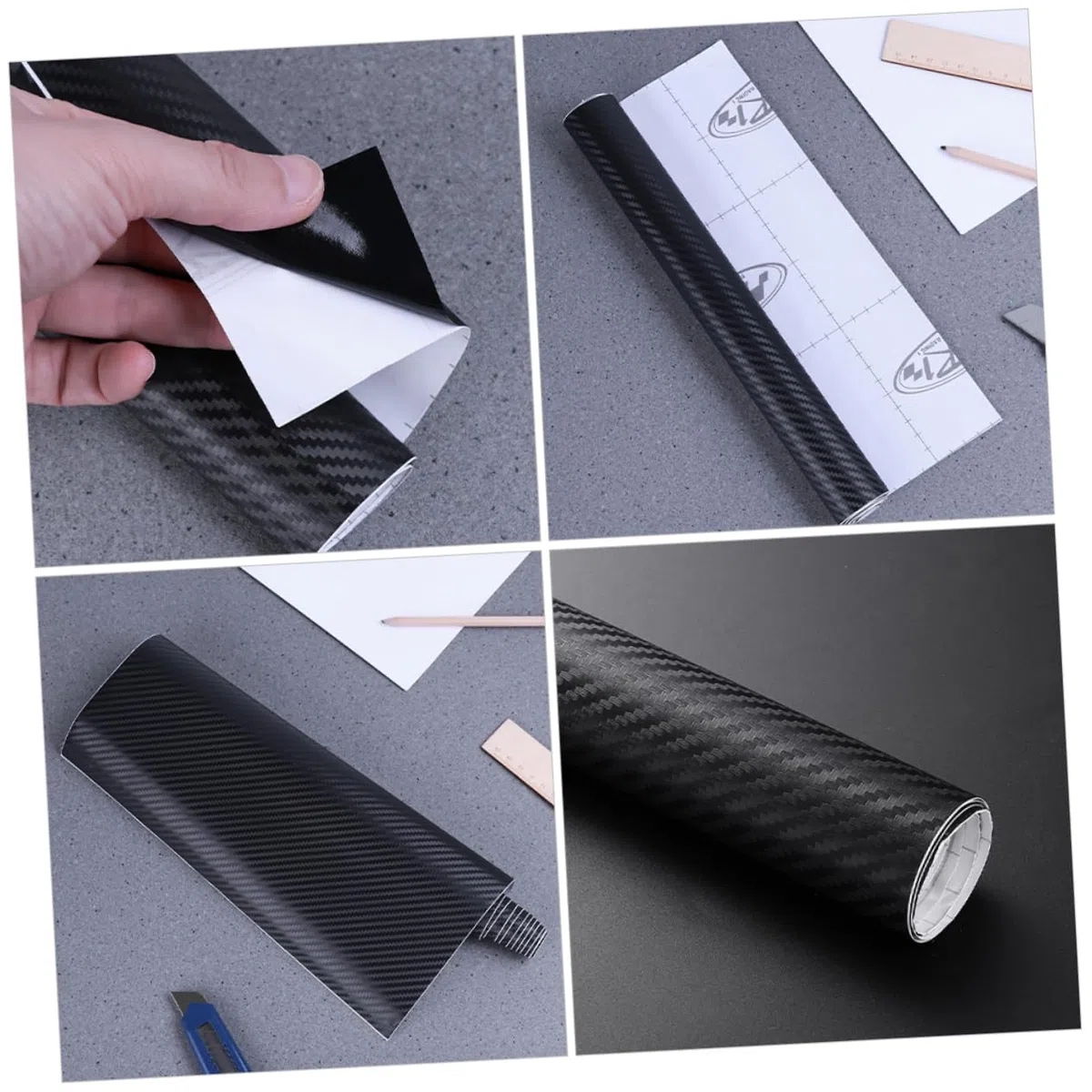 IMIKEYA Film Vinyle Adhésif Noir en Fibre de Carbone 3d pour Habillage Voiture Intérieur et Extérieur, Résistant la Fissuration Pelage, pour Décoration Automobile