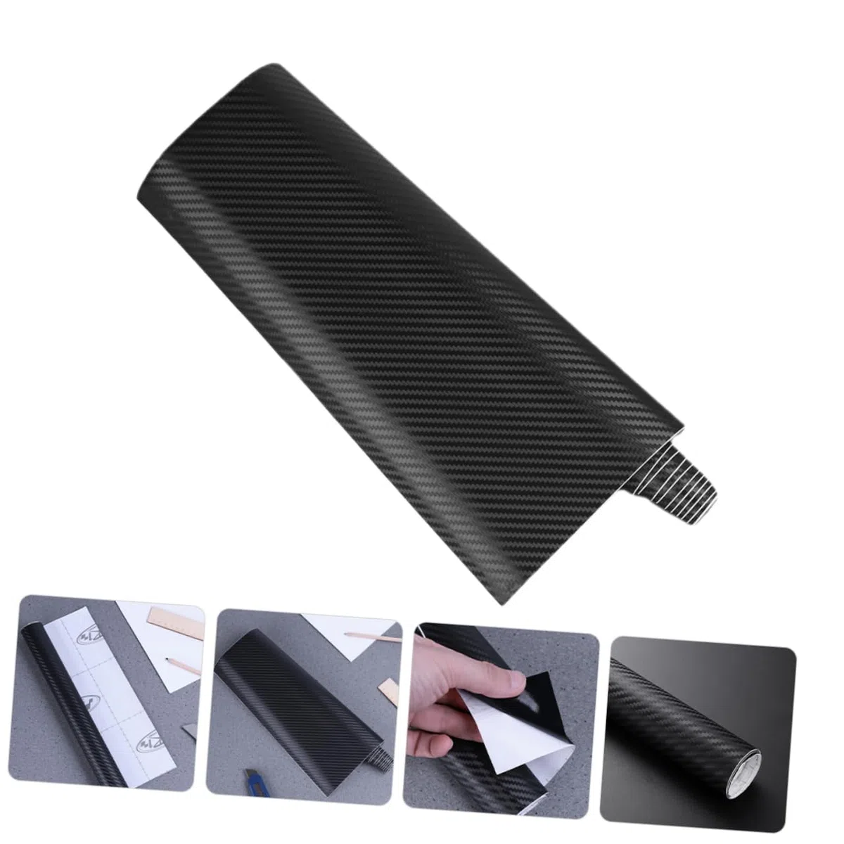 IMIKEYA Film Vinyle Adhésif Noir en Fibre de Carbone 3d pour Habillage Voiture Intérieur et Extérieur, Résistant la Fissuration Pelage, pour Décoration Automobile