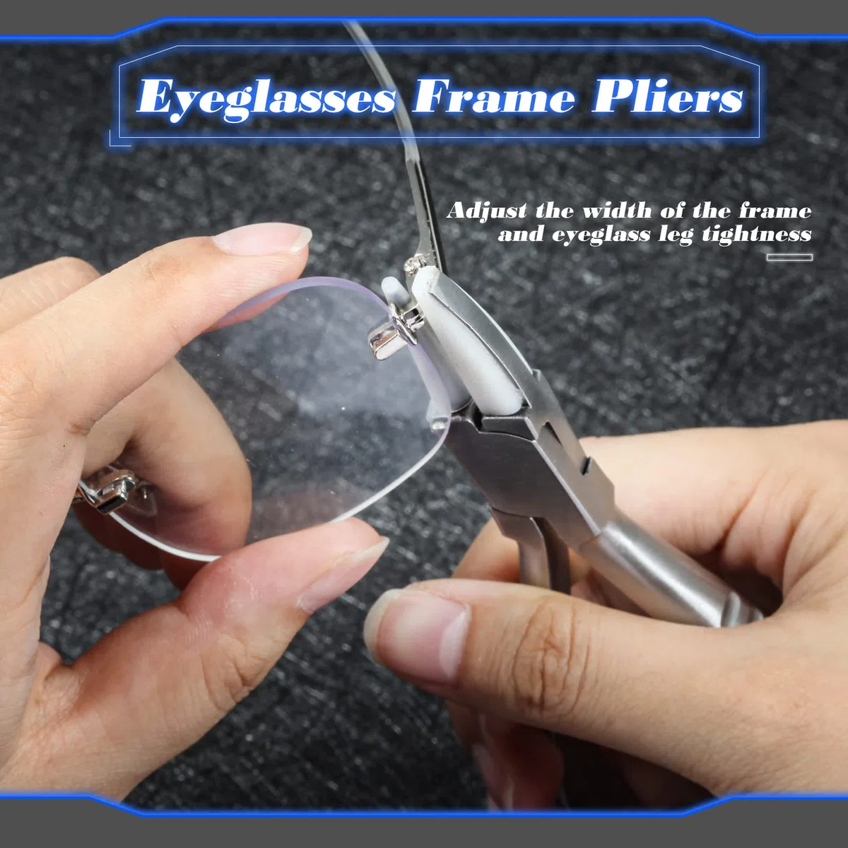 SPEEDWOX Pince demi-ronde en acier inoxydable de 15,2 cm à nez rond et plat en nylon pour lunettes de vue Pince de réparation Pince de réglage des branches de lunettes Pince de jambe avec tournevis