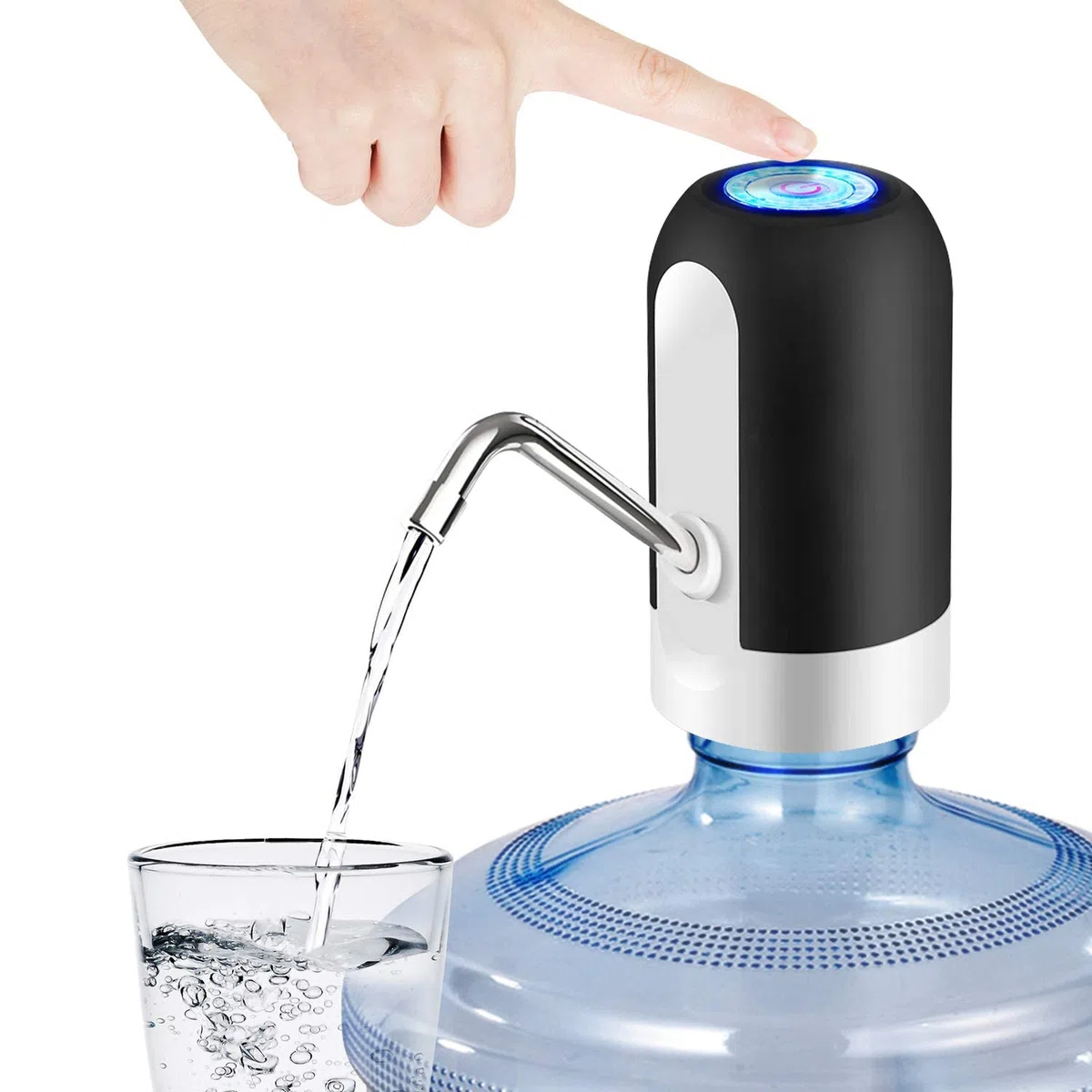 zalati Distributeur de bouteille d'eau électrique rechargeable avec tuyau pour bouteille d'eau universelle de 12,7 à 18,7 litres