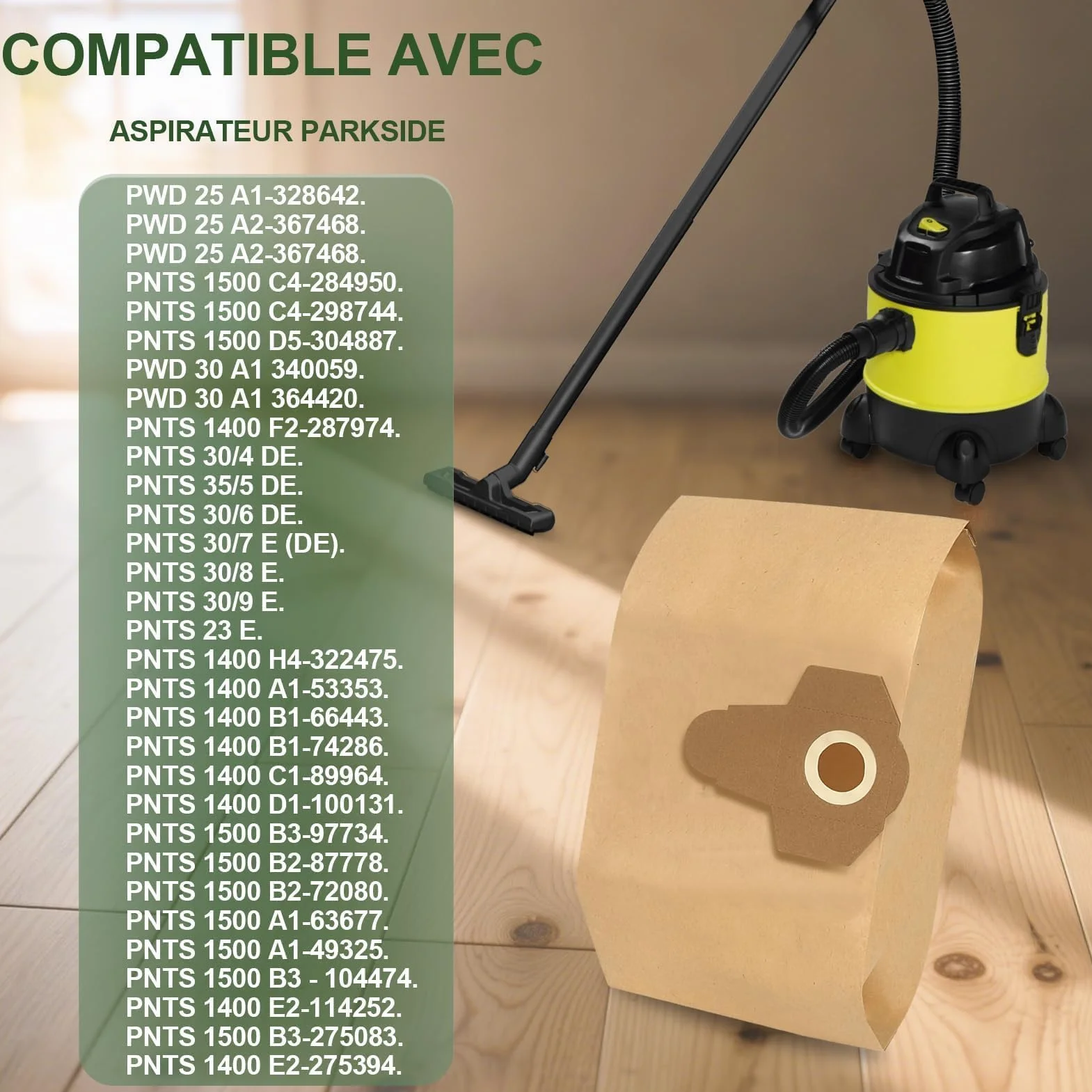 12 Sac pour Aspirateur Parkside PWD 25 PWD 30 PNTS 1500 1600 A1 A2 B1 B2 B3 C1 C4 D1 E2