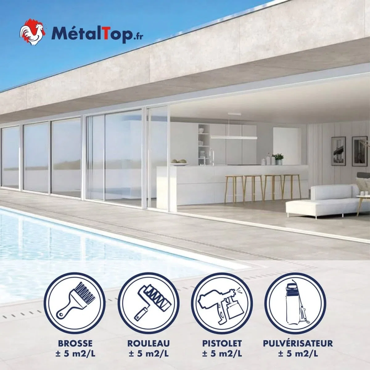 Métaltop - Hydrofuge Carrelage - 1 L - Protection invisible pour carreaux et joints poreux, idéal en intérieur comme en extérieur