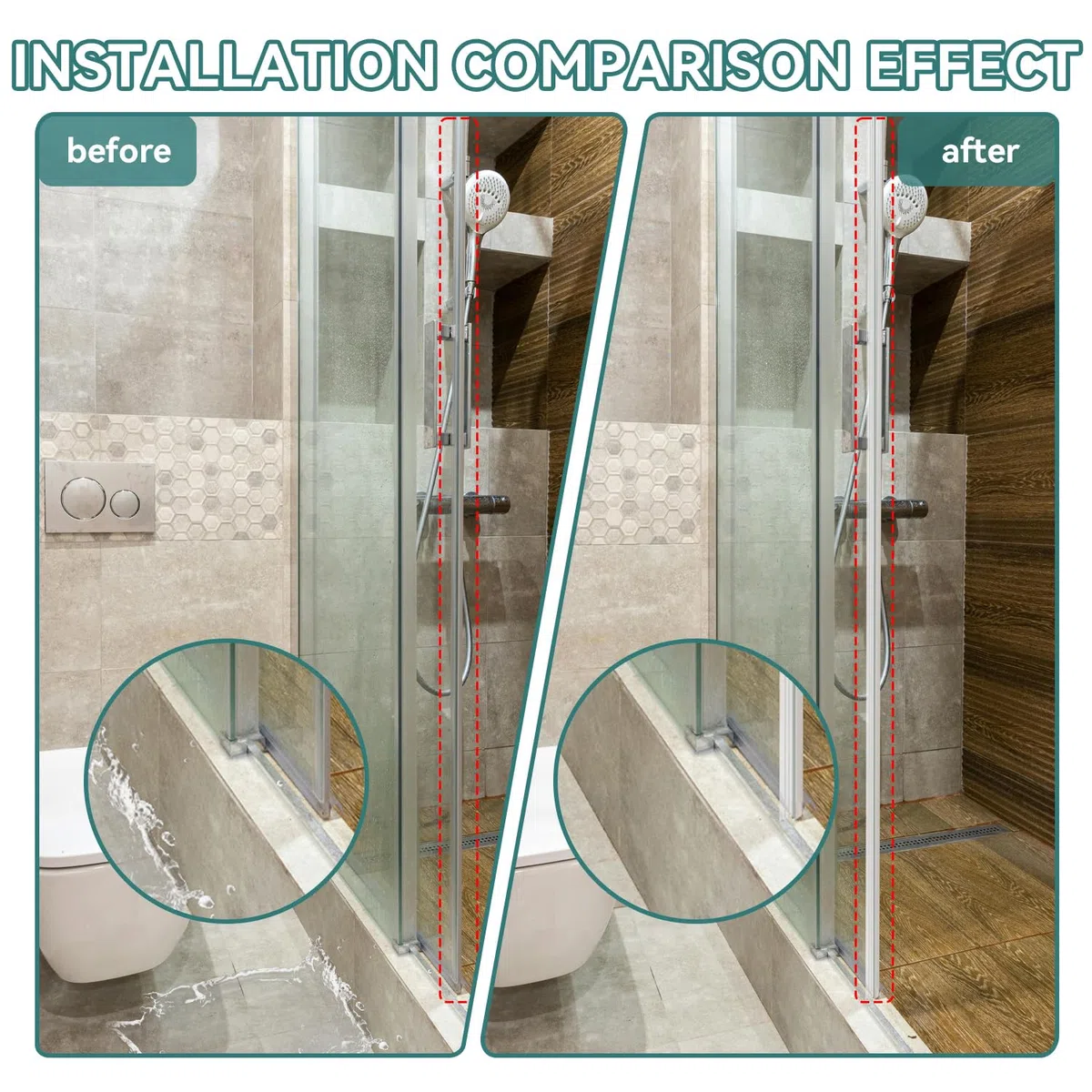 Joint Porte de Douche 8mm Joint Porte Douche Verticale Auto-adhésifjoints de Paroi de Douche pour Verre de 7 mm 8 mm D'épaisseur Transparent 200 cm (F-8mm)