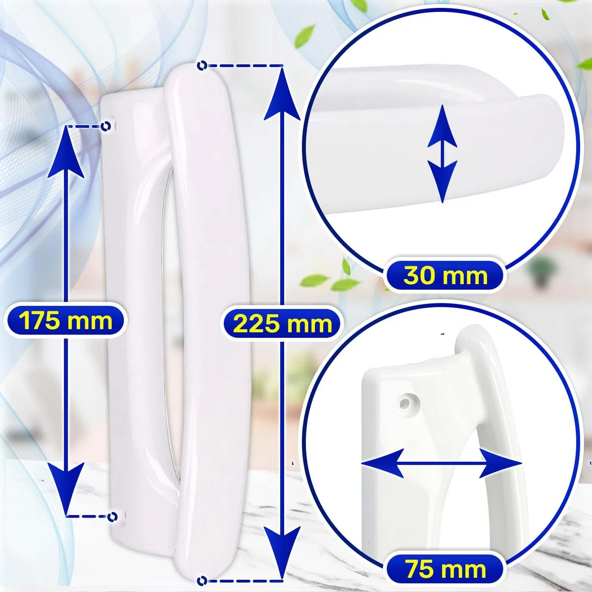 MONTERAL Poignée de Porte Réfrigérateur Longueur 205 mm Distance Entre les Trous 175 mm avec Code Original C00312114 pour Indesit 481246268876 461950232312 pour Whirlpool - Garantie de 10 Ans