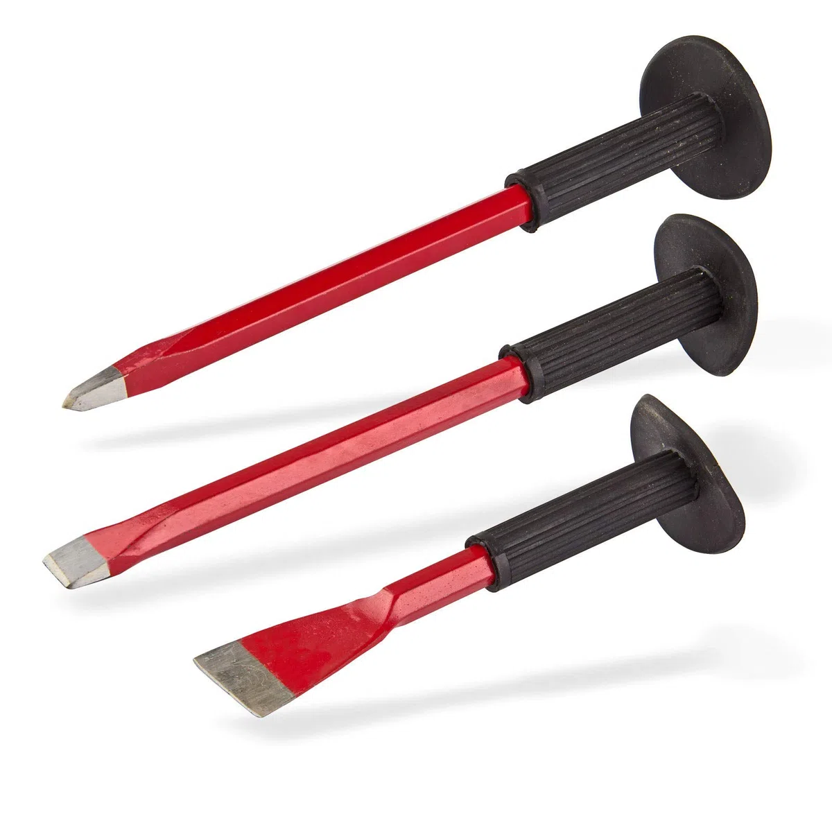 Lot de 3 burins à main plats et pointus avec protection des mains