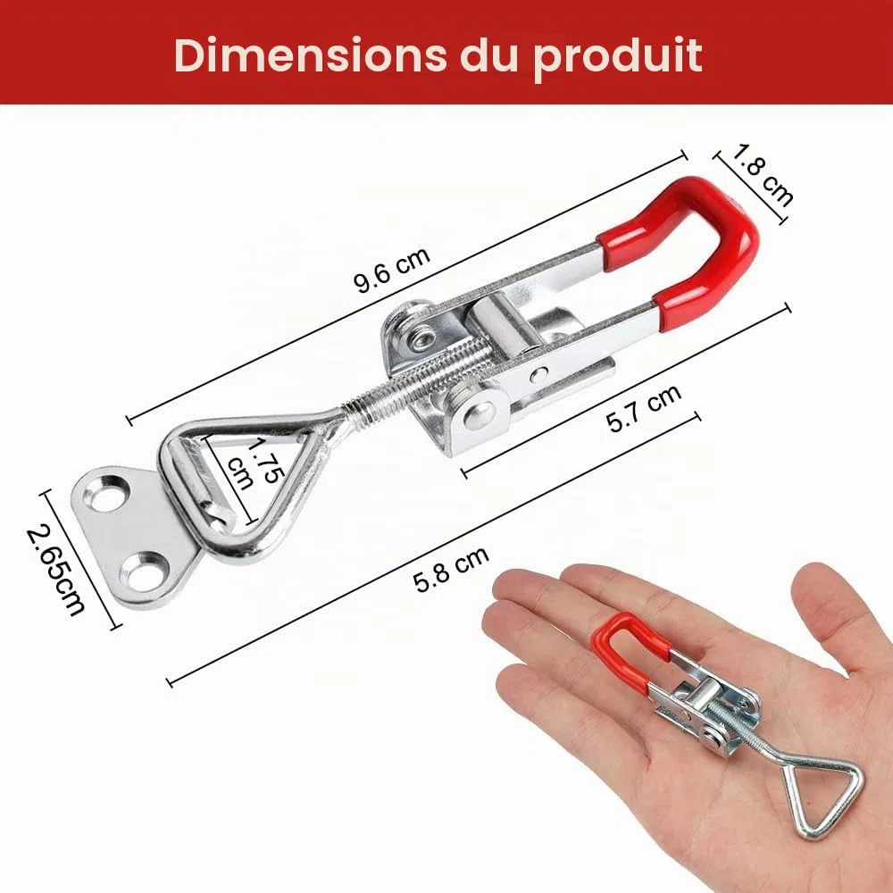 8 Pièces Loquet à Bascule Réglables Fermeture à Levier Sauterelle de Serrage Loquet à Bascule en Métal GH-4001 Pince Petit Fermeture à Bascule Latch pour Armoires, Portes, Caisses, Valises 100KG
