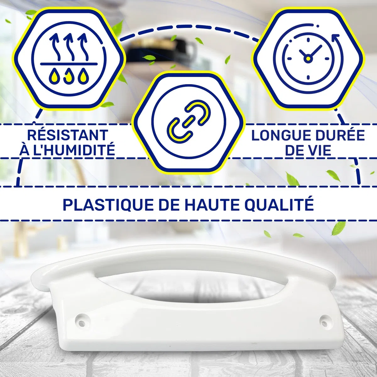MONTERAL Poignée de Porte Réfrigérateur Longueur 205 mm Distance Entre les Trous 175 mm avec Code Original C00312114 pour Indesit 481246268876 461950232312 pour Whirlpool - Garantie de 10 Ans