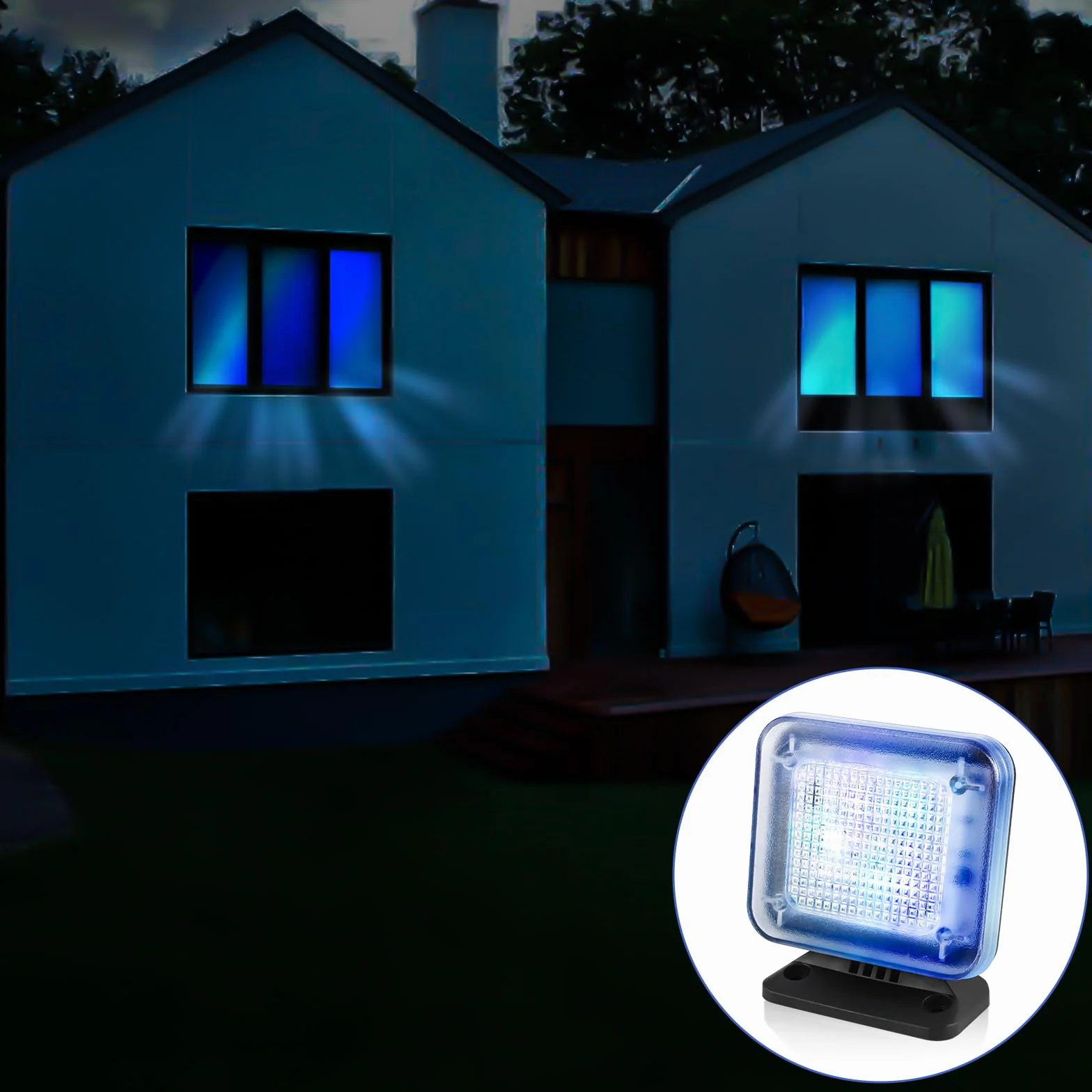 Simulateur TV avec 12 LED et 3 programmes sélectionnables, simulateur TV factice, économe en énergie, avec minuterie, complet avec adaptateur secteur, à utiliser comme protection anti-effraction, noir