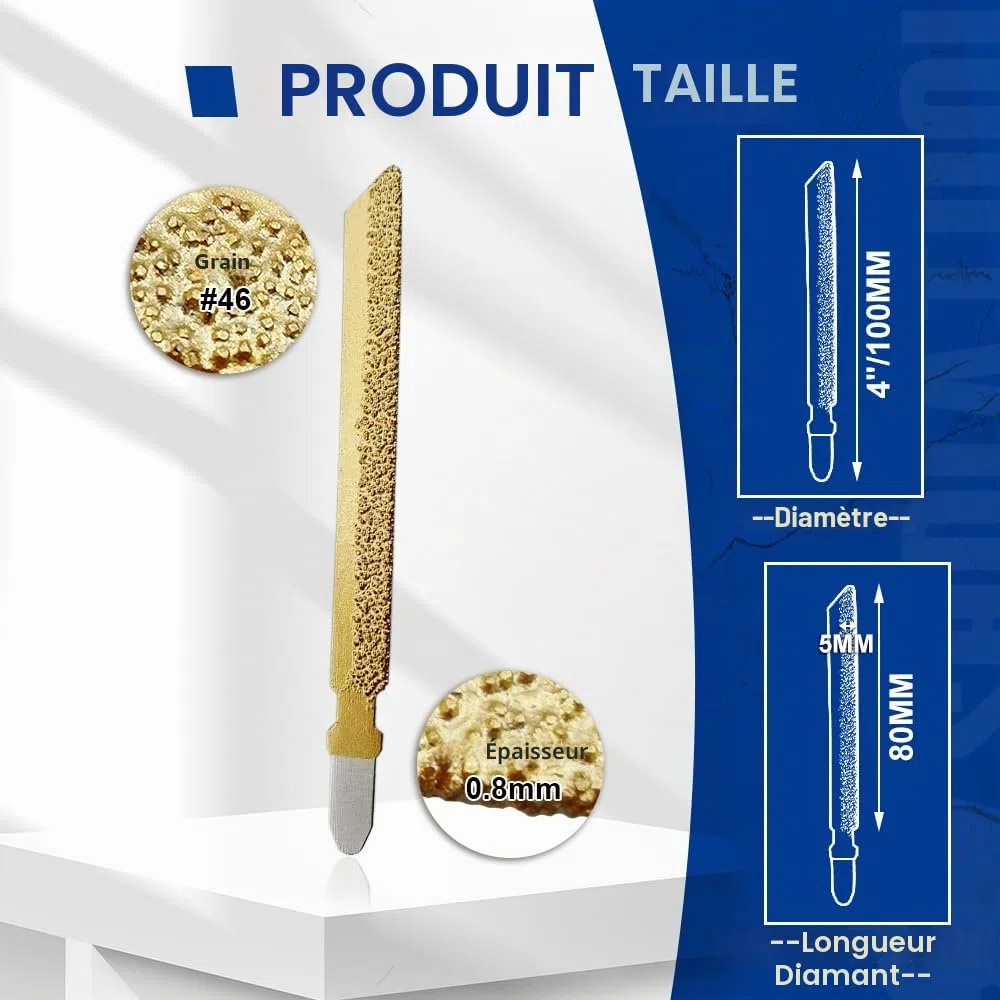 SHDIATOOOL Lames de scie sauteuse diamantée pour granit, marbre, céramique, brique, plastique de 100 mm de haute qualité professionnelle, jeu de disques de coupe sous vide 3pcs doré …