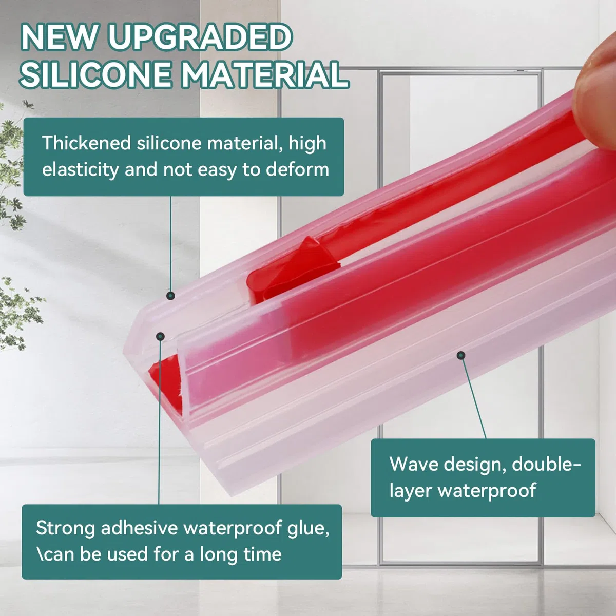 Joint Porte de Douche 8mm Joint Porte Douche Verticale Auto-adhésifjoints de Paroi de Douche pour Verre de 7 mm 8 mm D'épaisseur Transparent 200 cm (F-8mm)