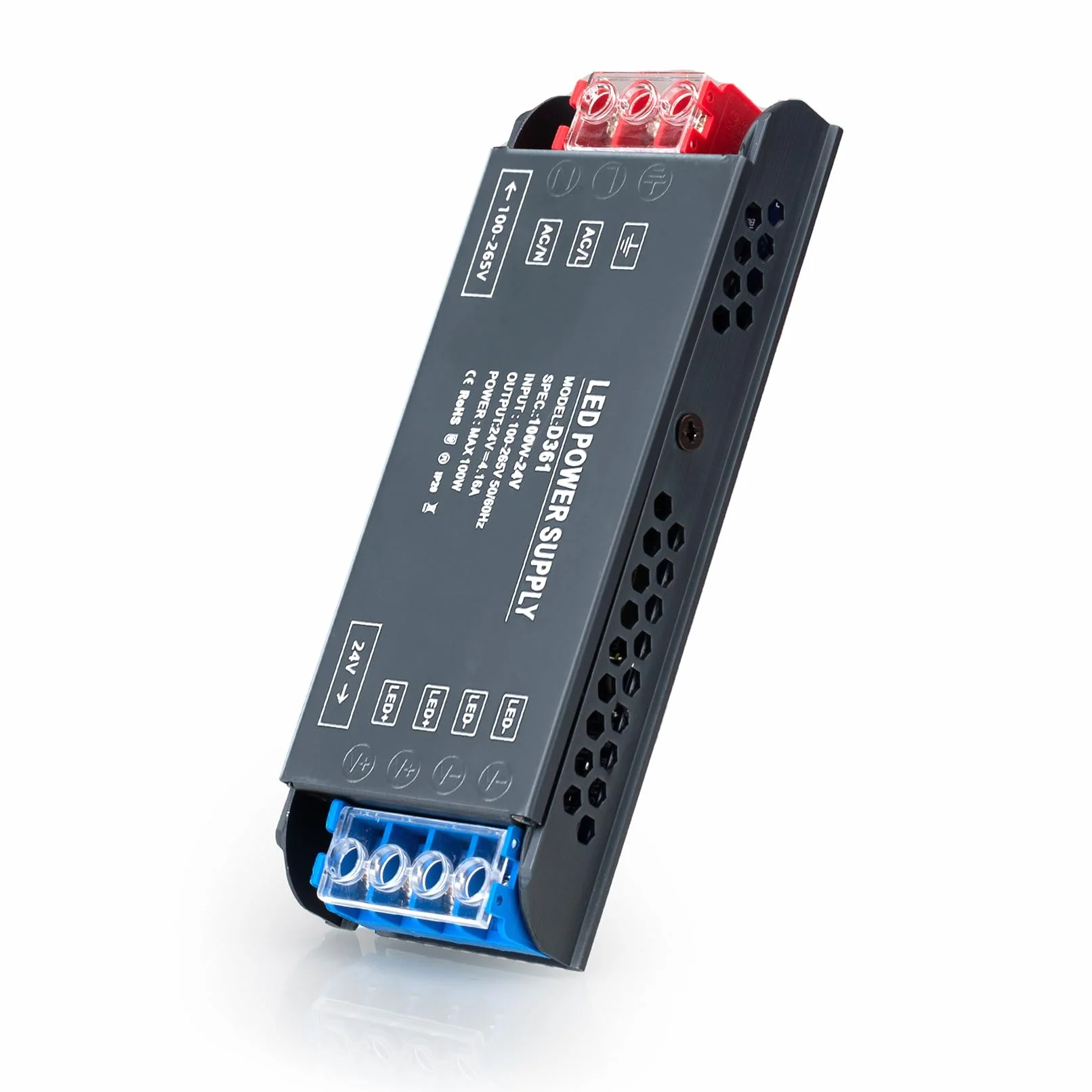 Transformateur 220V 24V LED Driver 100W Ultra Mince Transfo 4,16A Adaptateur Alimentation, 220V AC à 24V DC Convertisseur, d'alimentation Basse Tension Transfo LED de Tension Constante