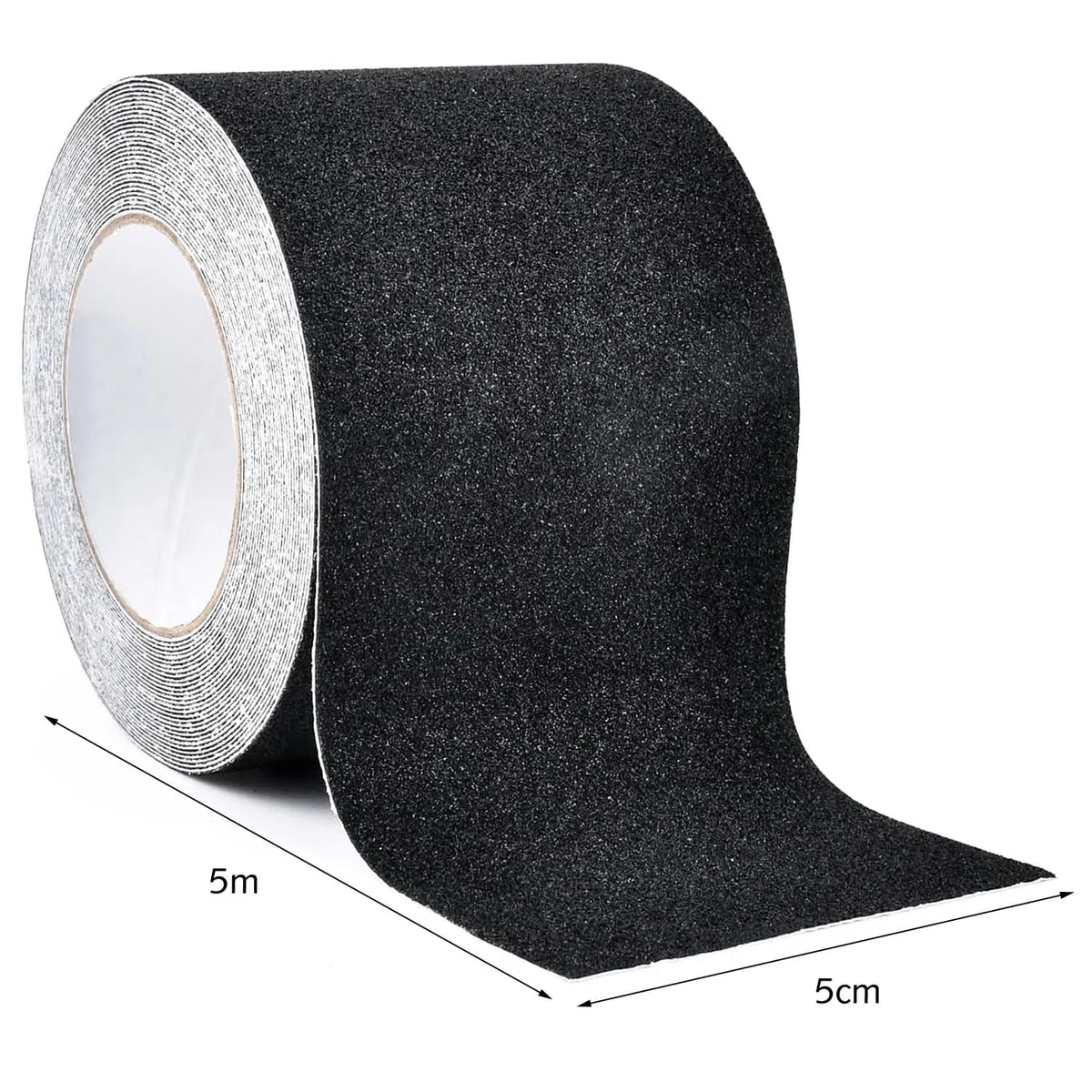 1 rouleau de ruban adhésif antidérapant de 5 cm x 5 m pour marches d'escalier, haute traction (noir)