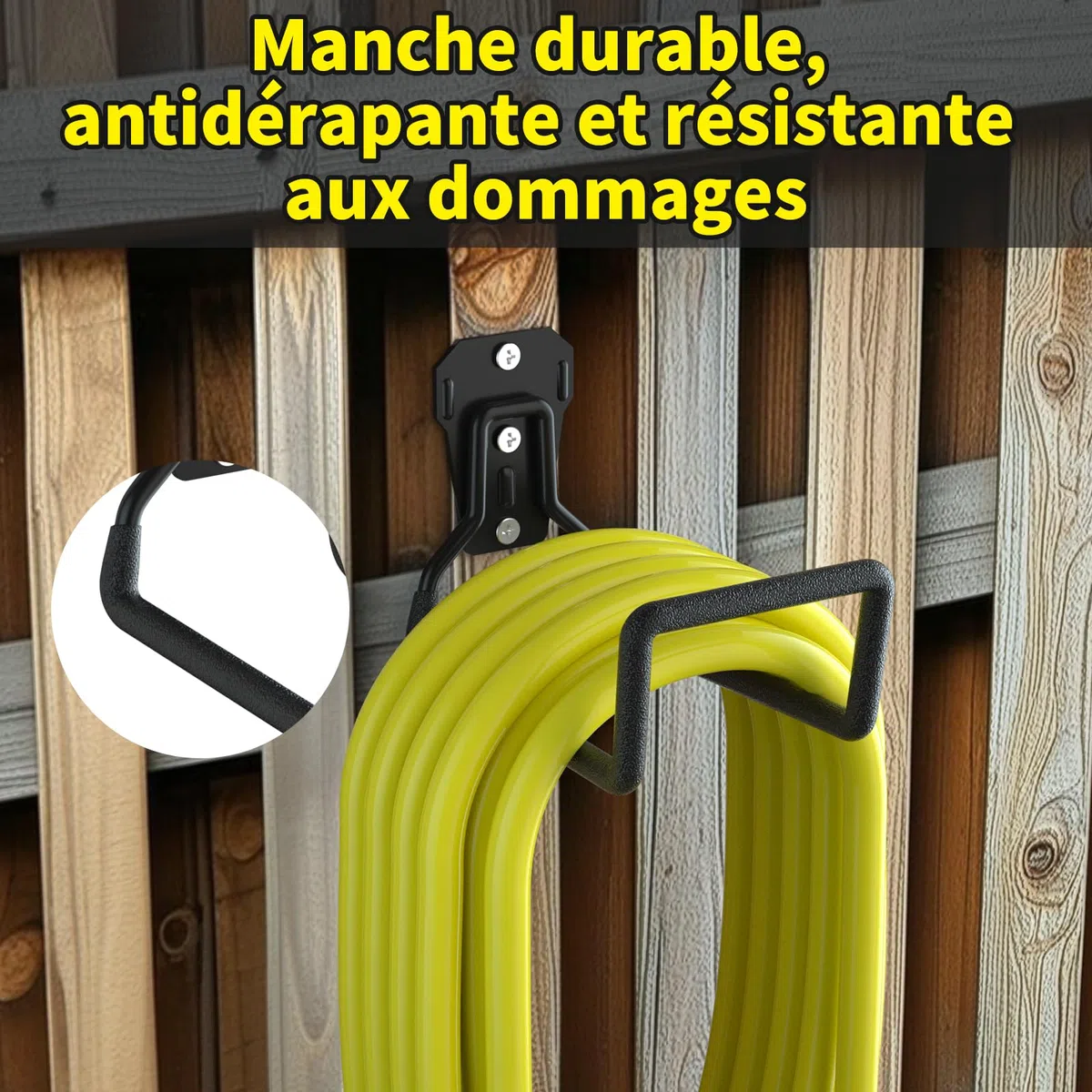 Lot de 2 supports muraux pour tuyaux d'arrosage – Supports de rangement en métal durable pour jardin, abri de jardin et garage