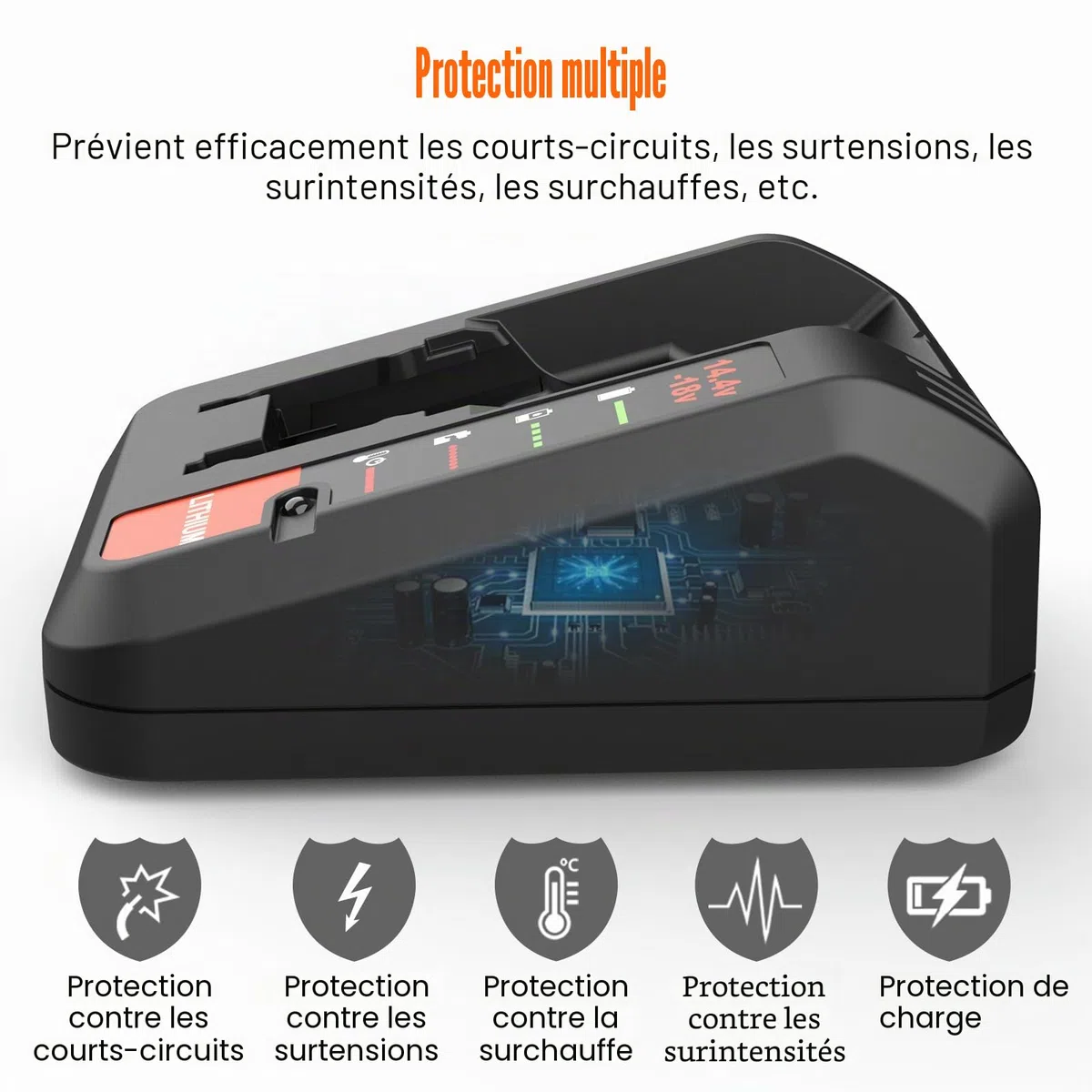 ENERGUP Chargeur de Rechange 3A pour Black & Decker Chargeur 18V Compatible pour Black+Decker Batterie 18V BL2018 BL4018 BL1518 LBXR20 LBXR20B（Incompatible avec Les Batteries d'outils GPC1800）