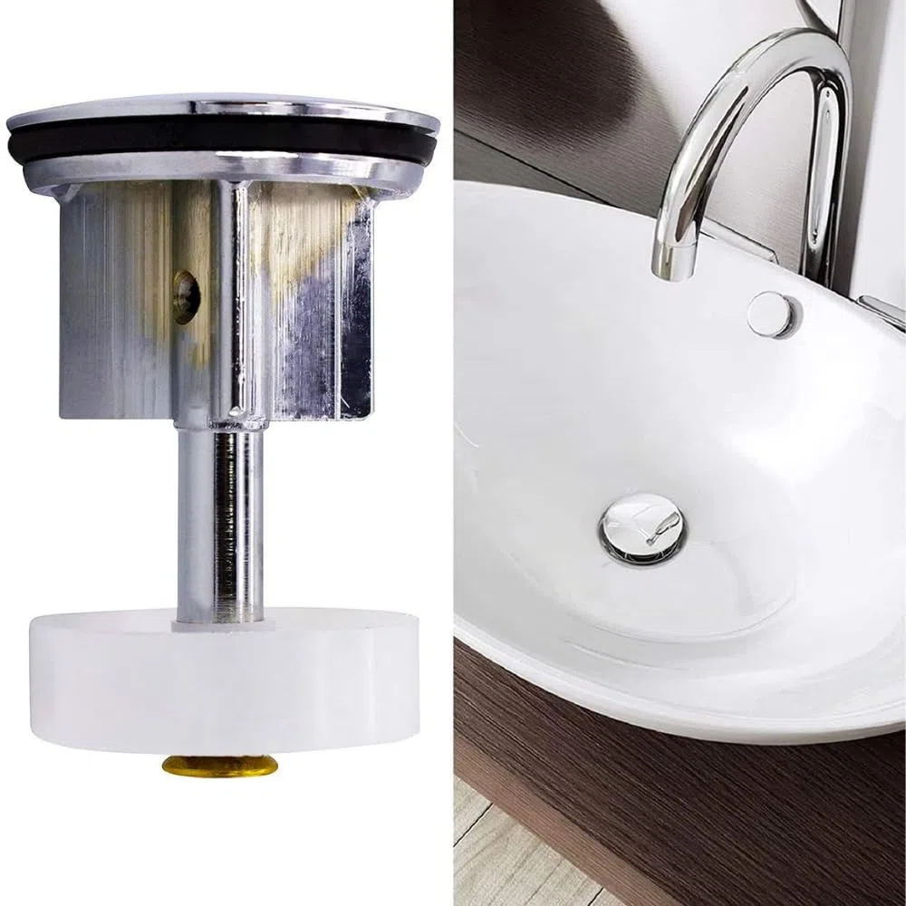 40510016 Schläfer | Bouchon escamotable universel pour lavabo de salle de bain, bidet, baignoire et drain de cuisine, bouchon escamotable diamètre 40mm, finition laiton chromé