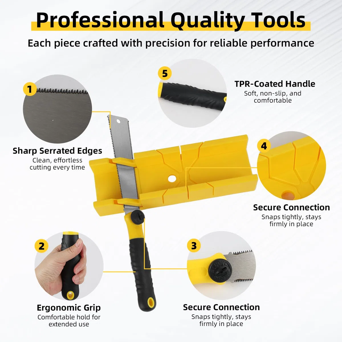 Coffret Scie à Onglet, Set 4 Pièces avec 3 Lames de Rechange, Poignée Ergonomique, Coupes Précises pour Bois, PVC, Plastique, Plâtre et Métaux Tendres – Bricolage, Modélisme & DIY