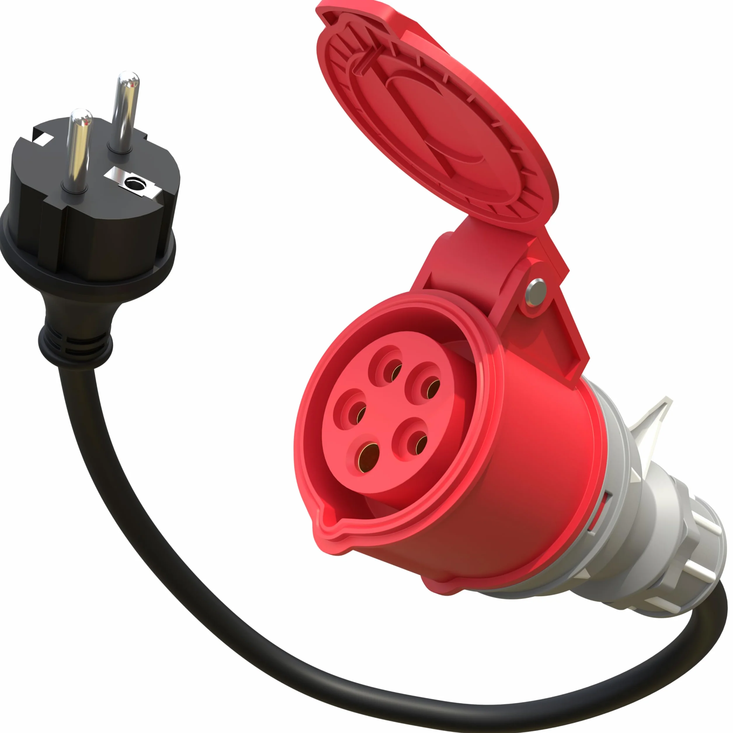 Poppstar Adaptateur CEE 45 cm IP44 comme Accessoire Voiture électrique (fiche Schuko : Type E+F/Prise CEE Femelle 16A, 5 Broches), H07RN-F 3G2.5