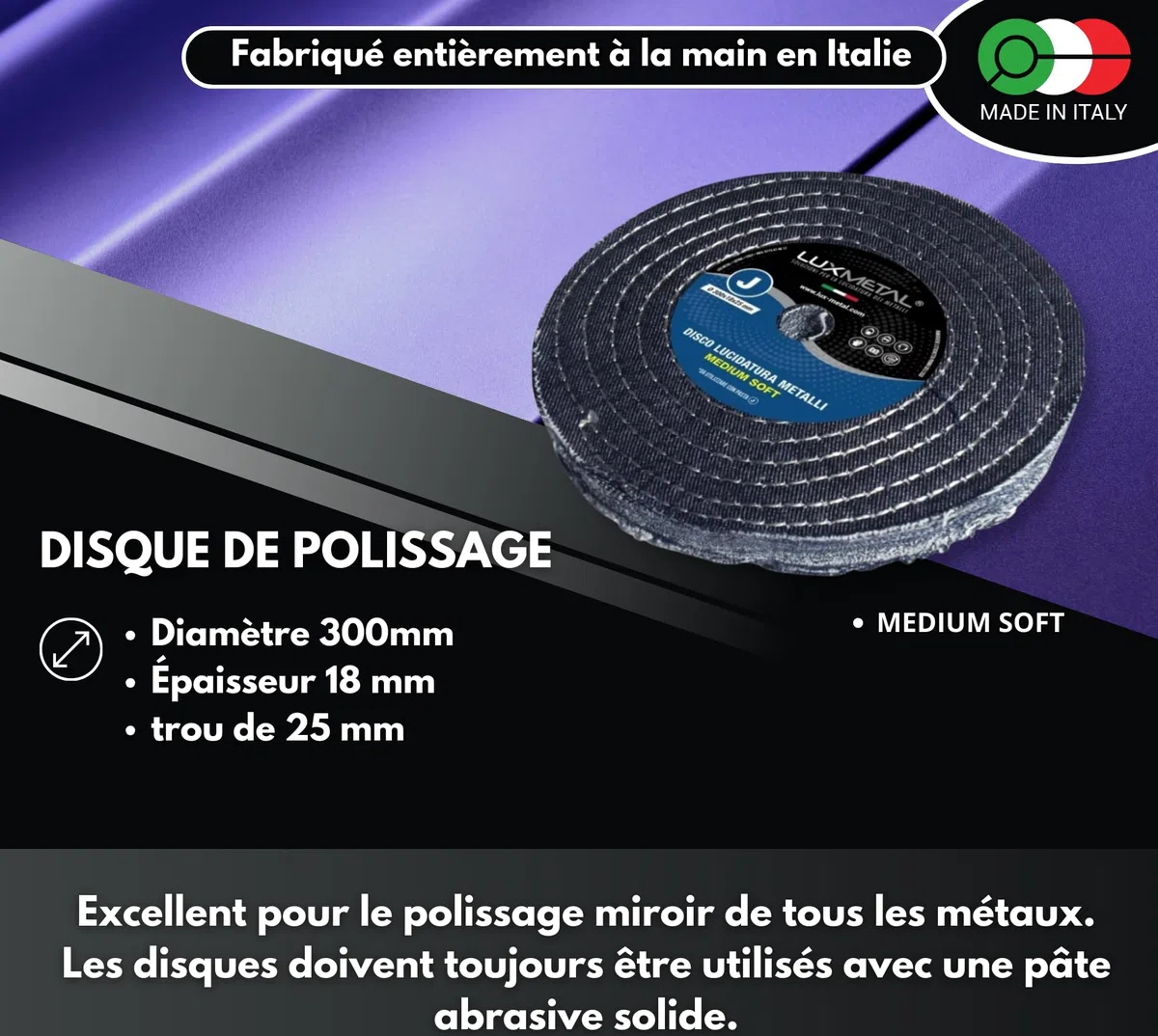Lux Metal Disque Polissage Moyen Doux 300 mm Coton Jeans Robuste Roue Pour Polisser Miroir Métaux En Acier Inoxydable Disques Polissage Meuleuse En Laiton Cuivre Fer Marbre